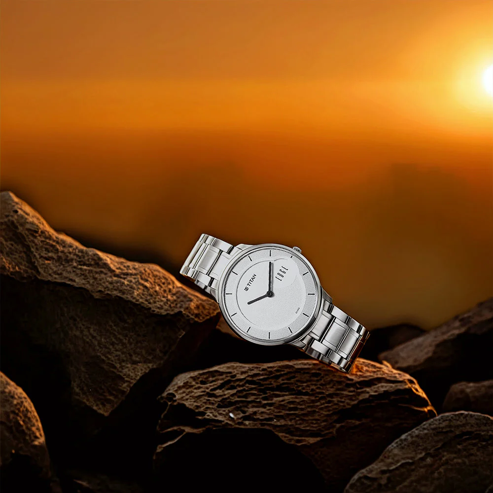 Titan Edge Metal Silver Dial Stainless Steel Strap Watch for Men - Image 4