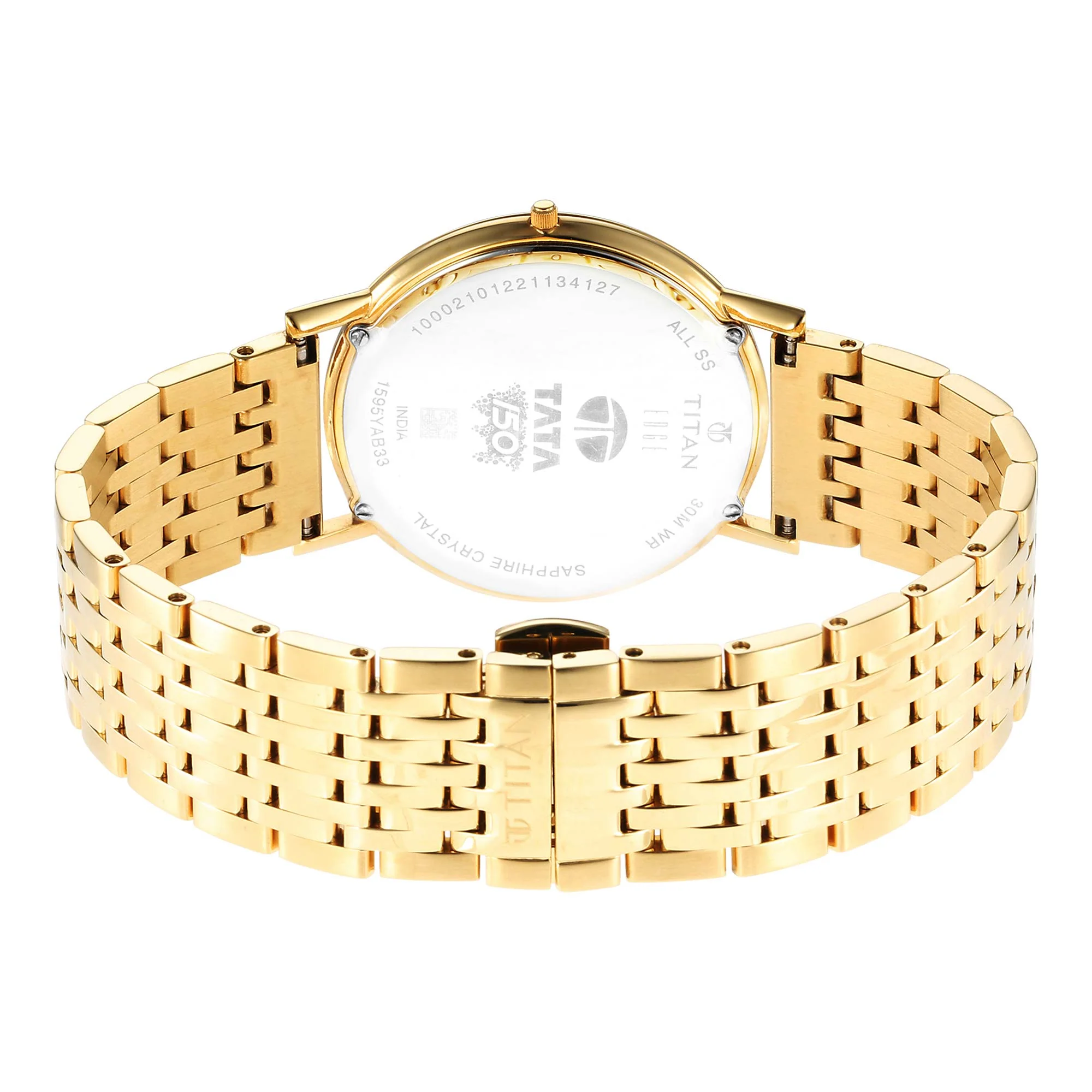 Titan Edge Champagne Dial Gold Stainless Steel Strap Watch Men - Image 5