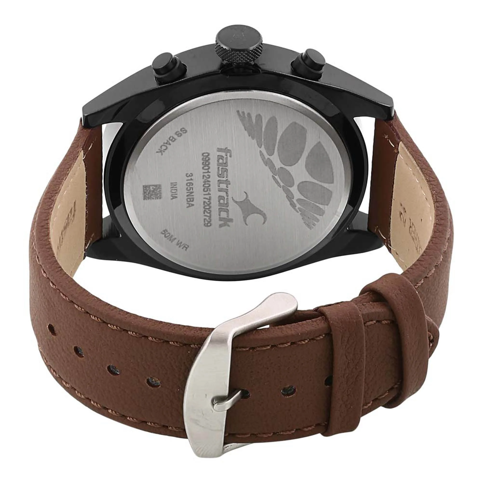 Fastrack All Nighters Quartz Multifunction Black Dial Leather Strap Watch for Guys - Image 4