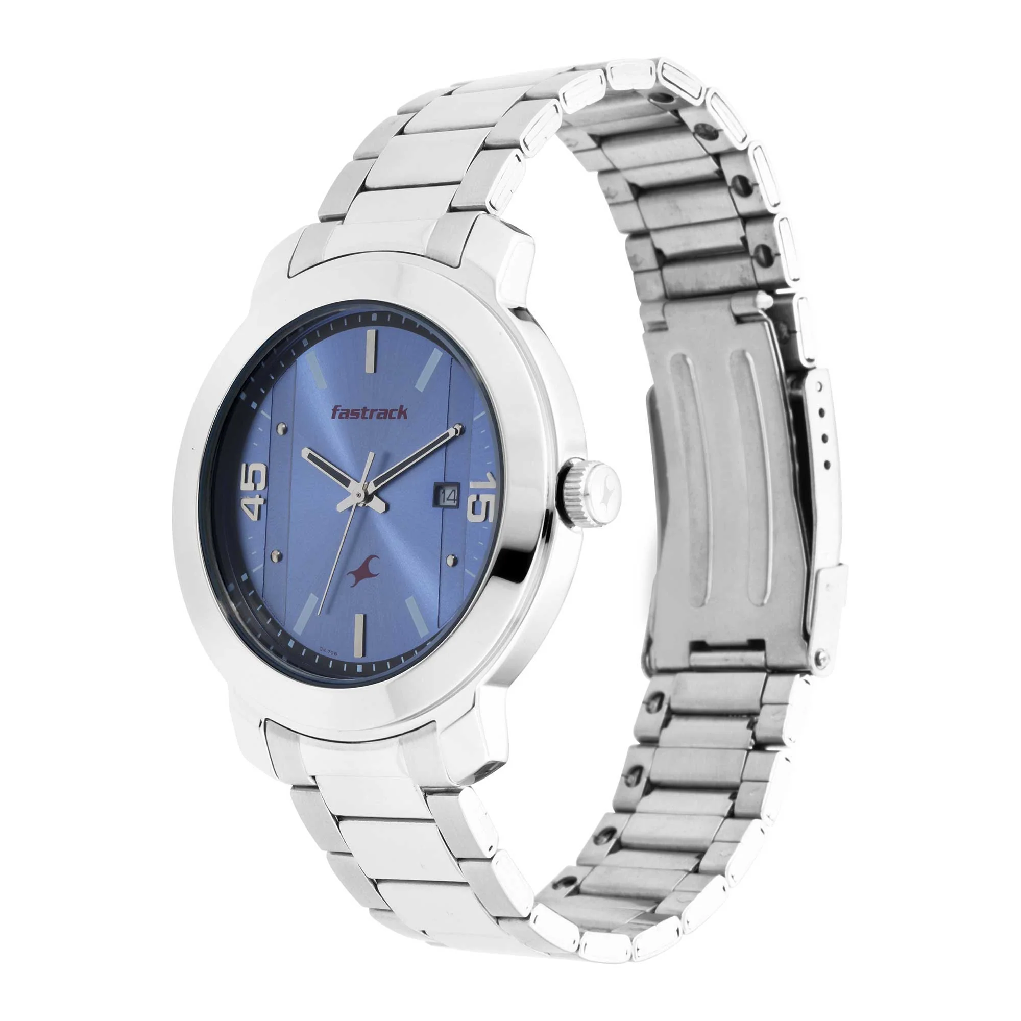 Fastrack Bare Basics Quartz Analog with Date Blue Dial Stainless Steel Strap Watch for Men - Image 3