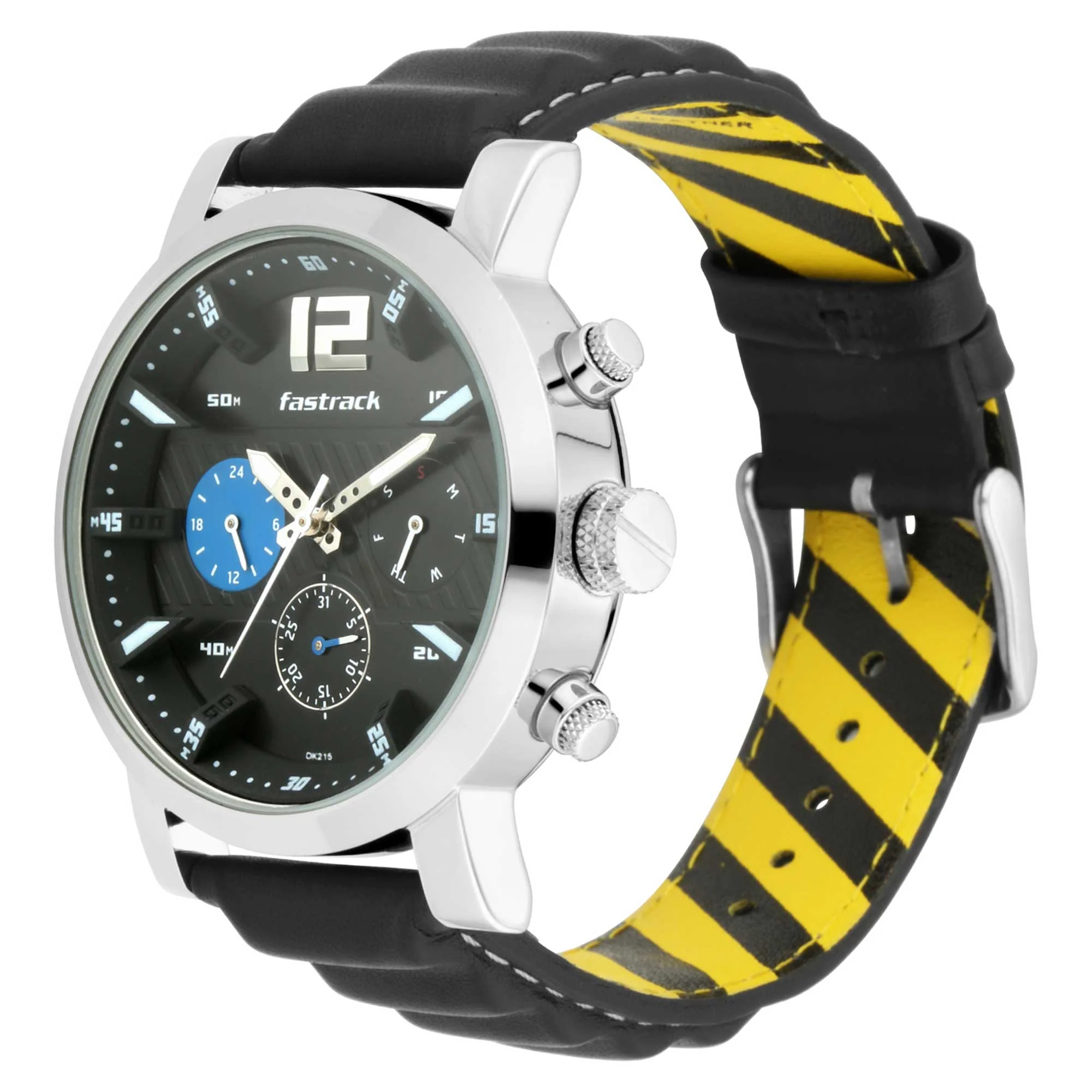 Fastrack Fastfit Quartz Multifunction Black Dial Leather Strap Watch for Guys - Image 3
