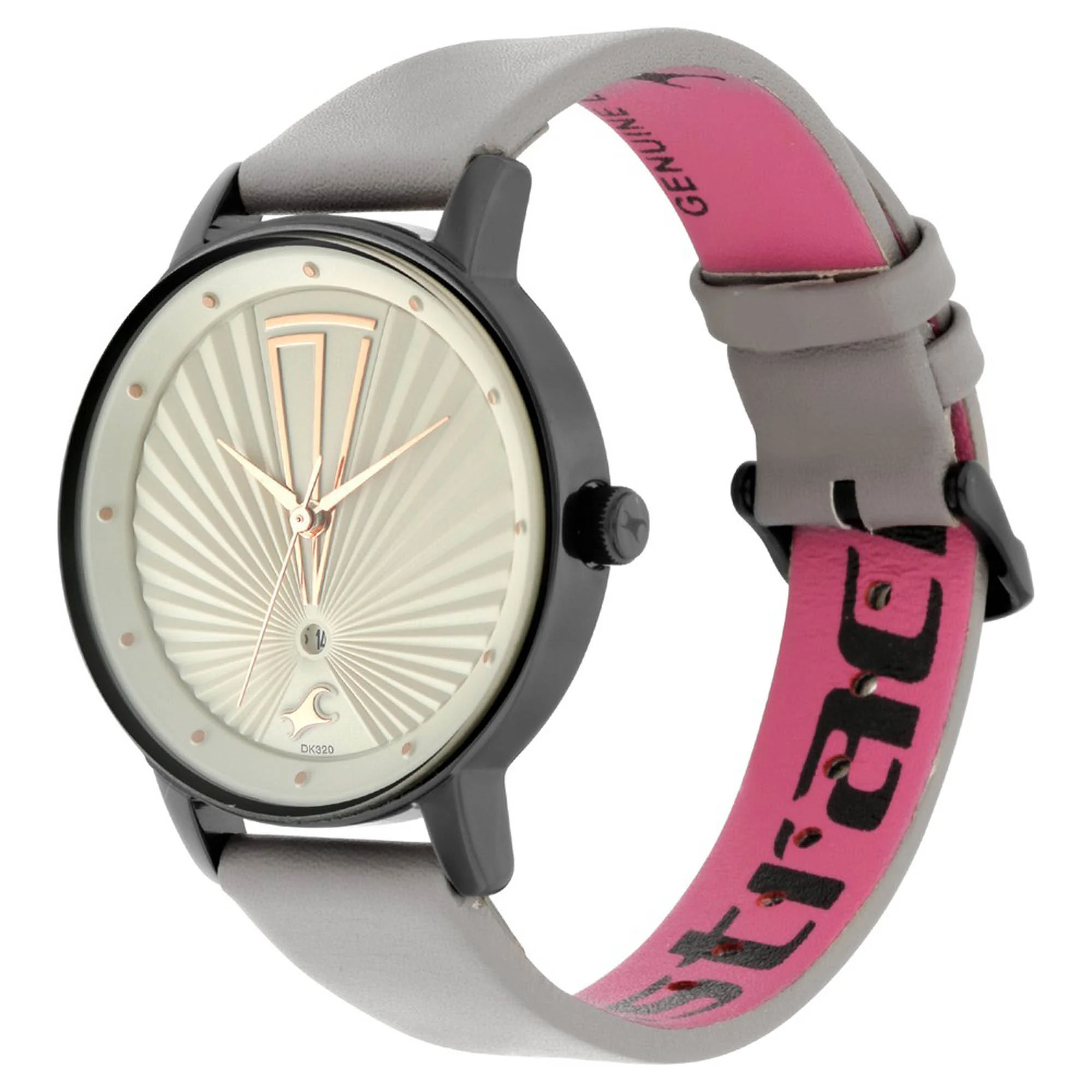 Fastrack Ruffles Quartz Analog with Date Grey Dial Leather Strap Watch for Women - Image 3