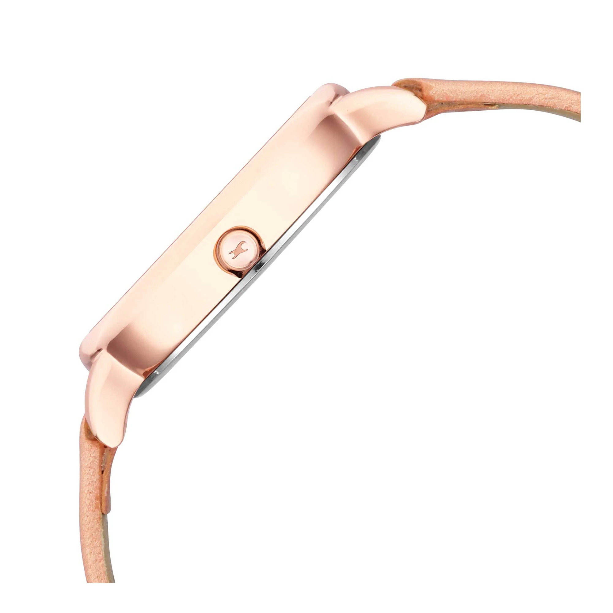 Fastrack Glitch Quartz Analog Rose Gold Dial Leather Strap Watch for Girls - Image 4