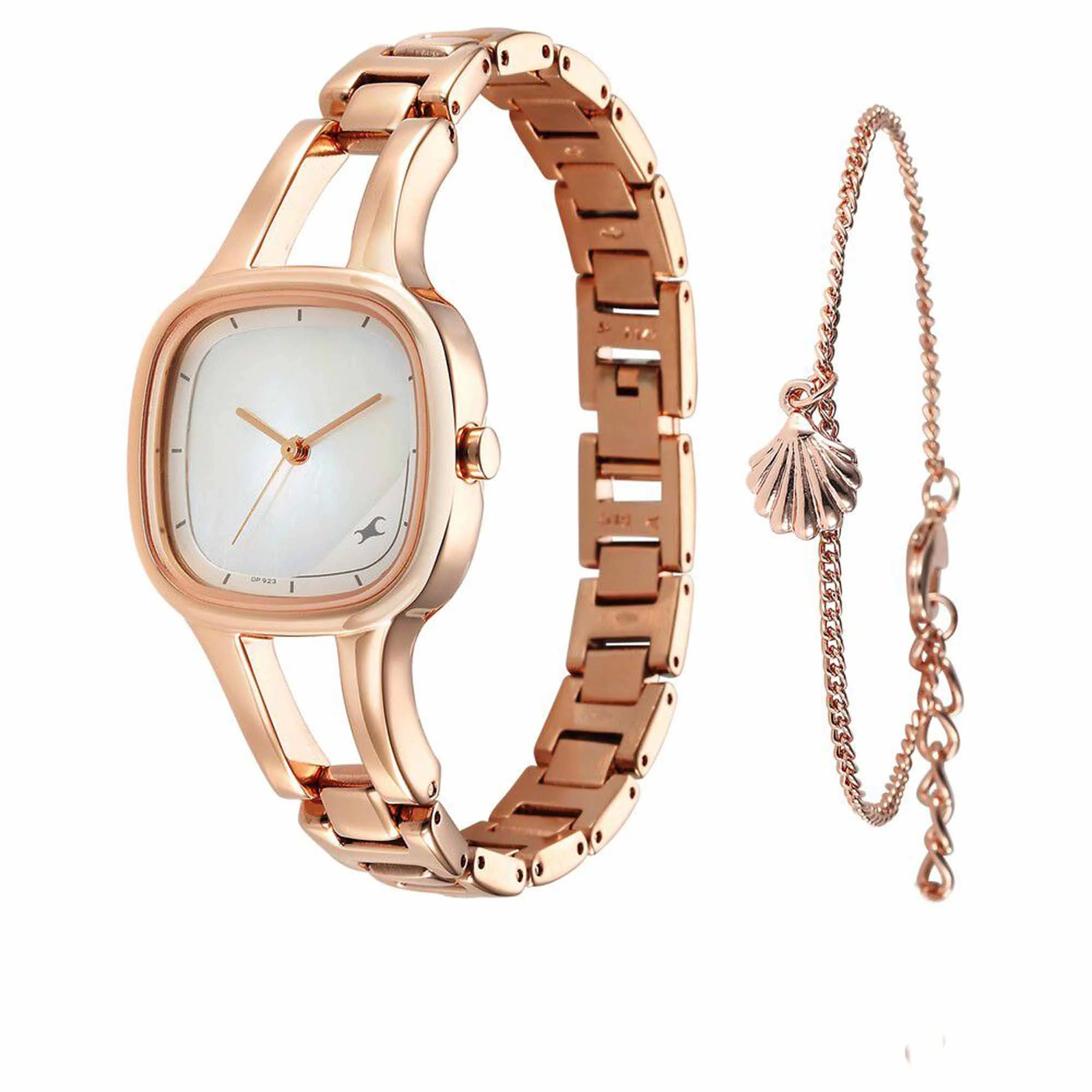 Fastrack Pulse Mother of Pearl Square Dial Metal Strap Analog Watch for Women - Image 3