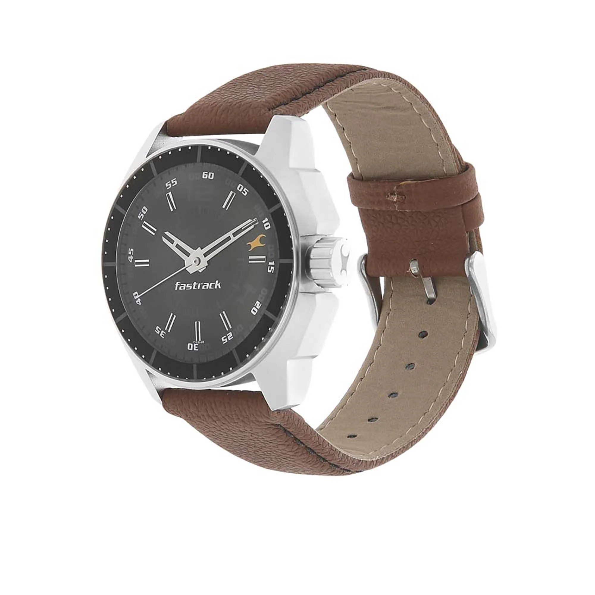 Fastrack Quartz Analog Black Dial Leather Strap Watch for Men - Image 2