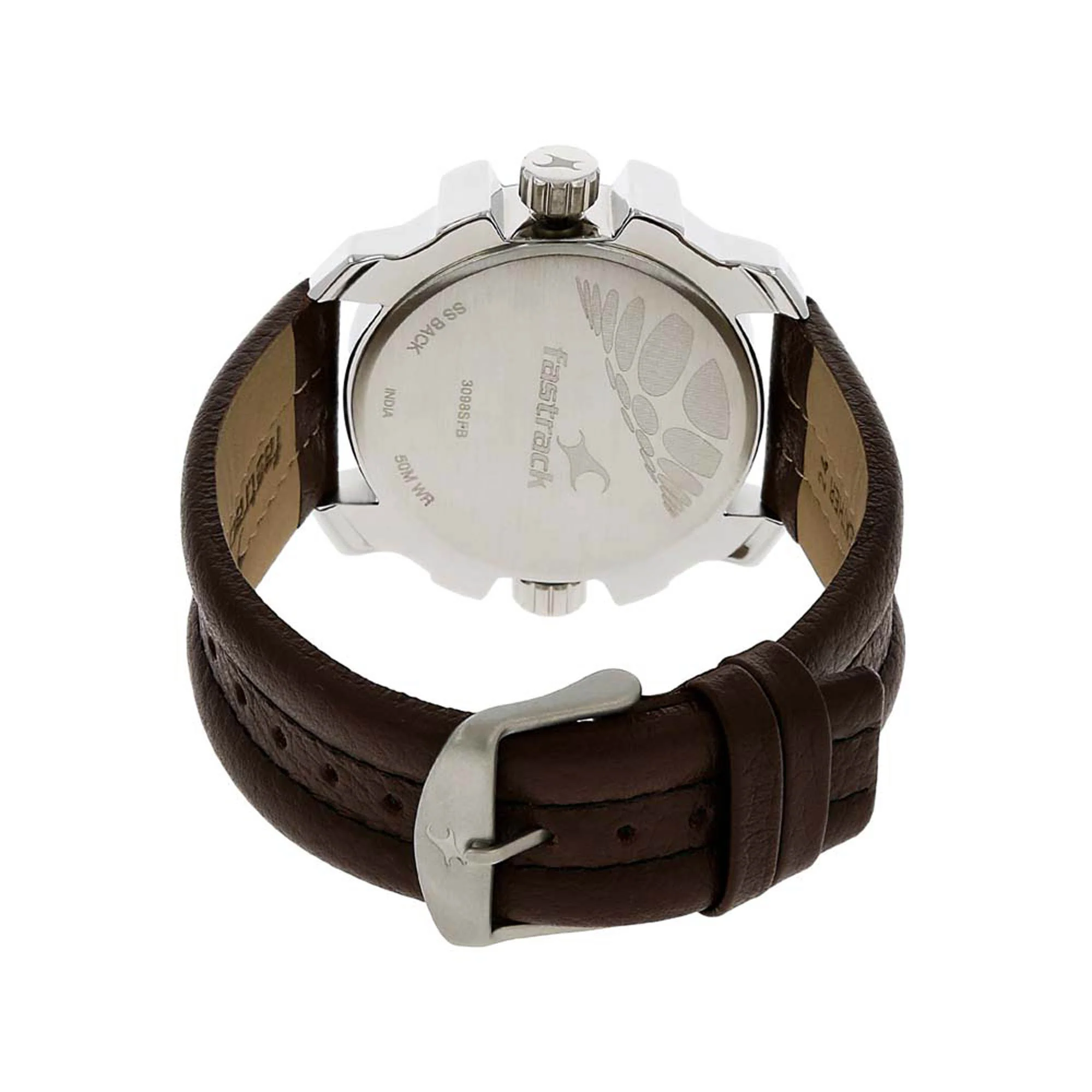 Fastrack Black Dial Brown Leather Strap Analog Watch for Men - Image 4