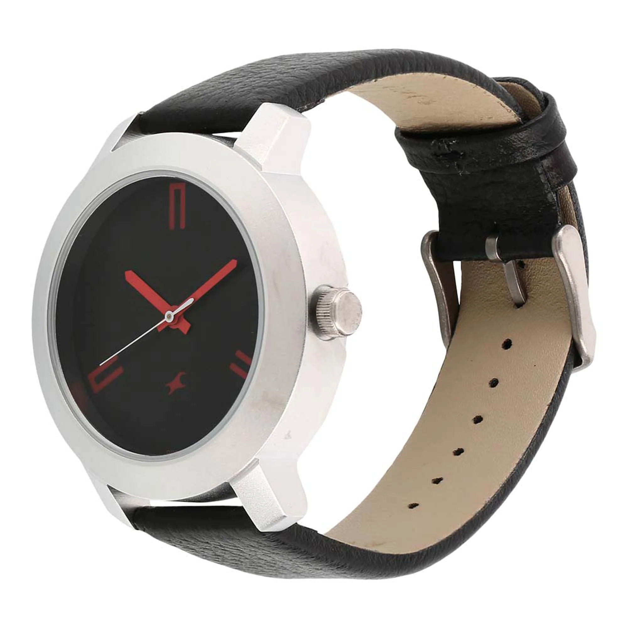 Fastrack Quartz Analog Black Dial Leather Strap Watch for Men - Image 2