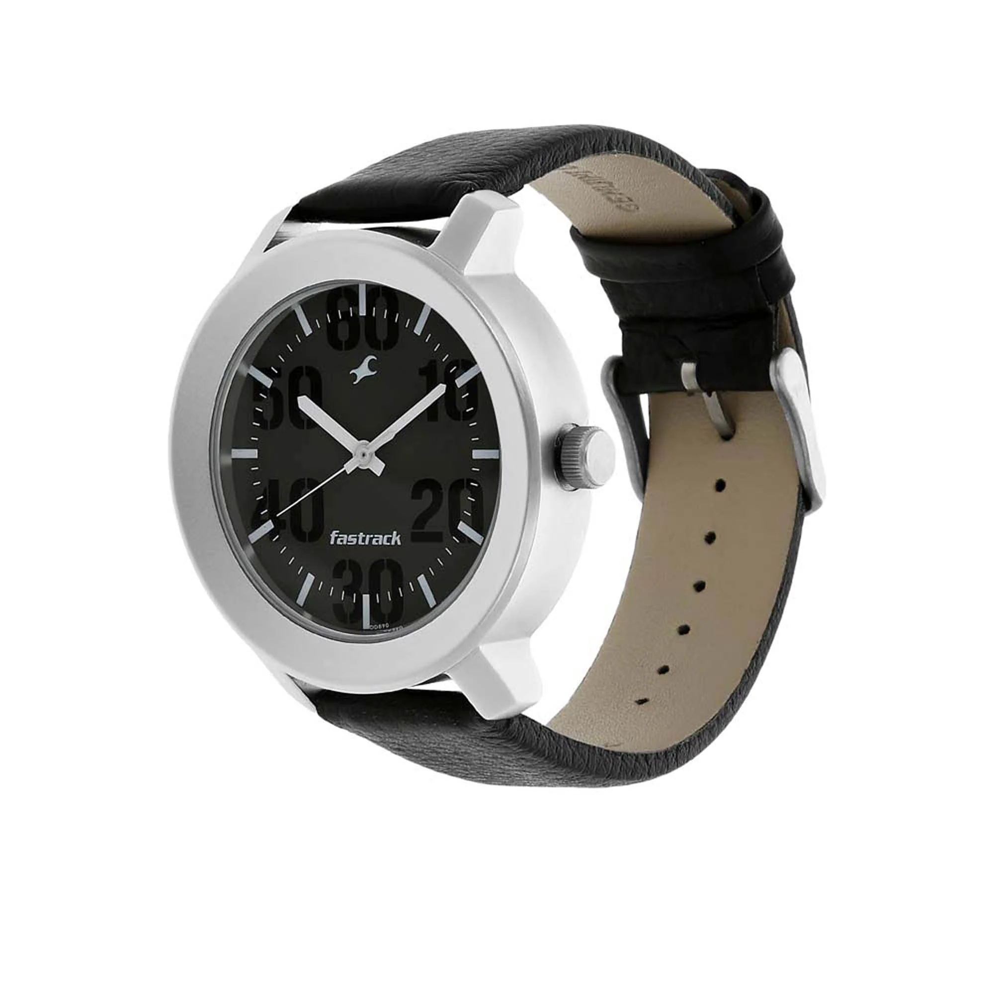 Fastrack Quartz Analog Grey Dial Leather Strap Watch for Men - Image 2