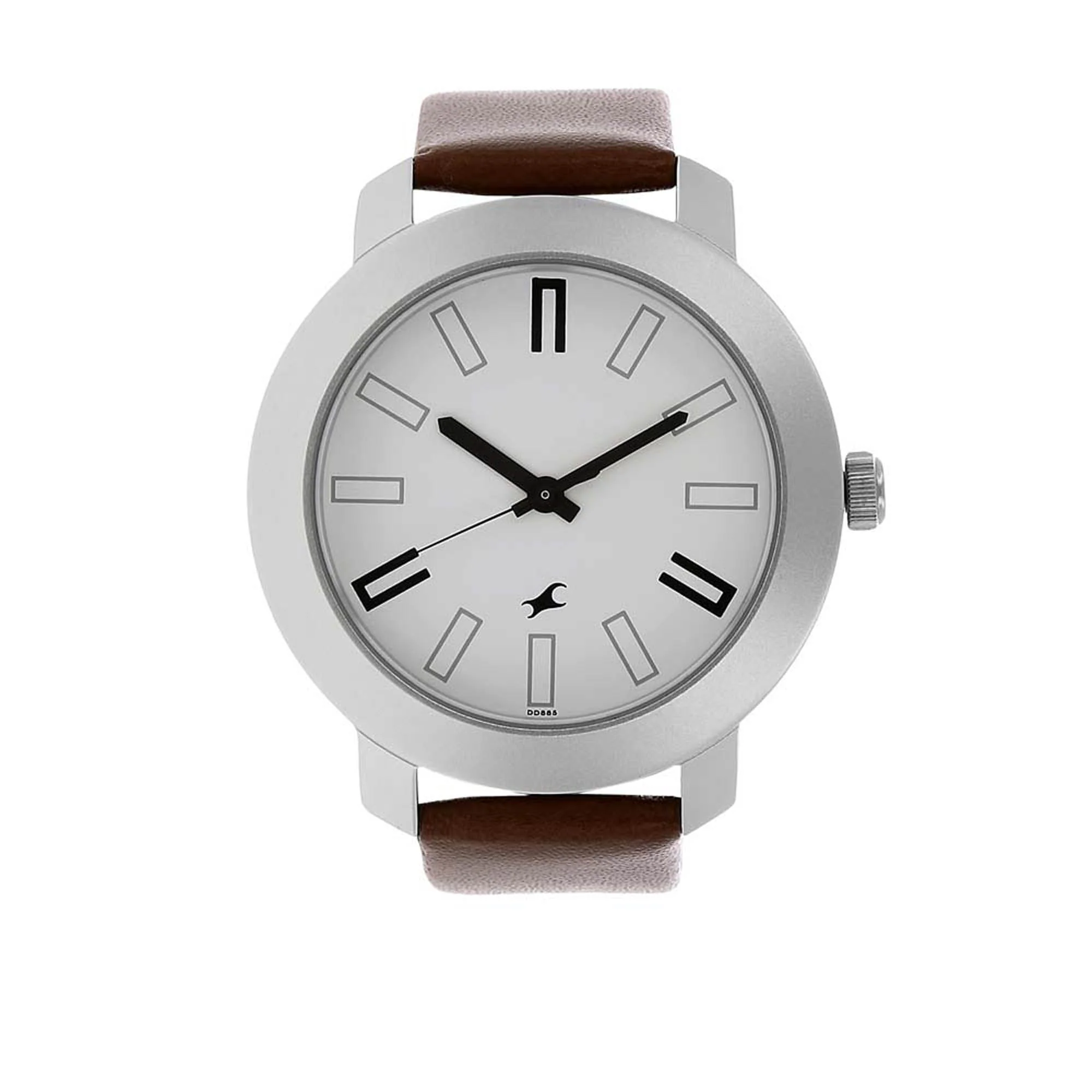 Fastrack Quartz Analog White Dial Leather Strap Watch for Men