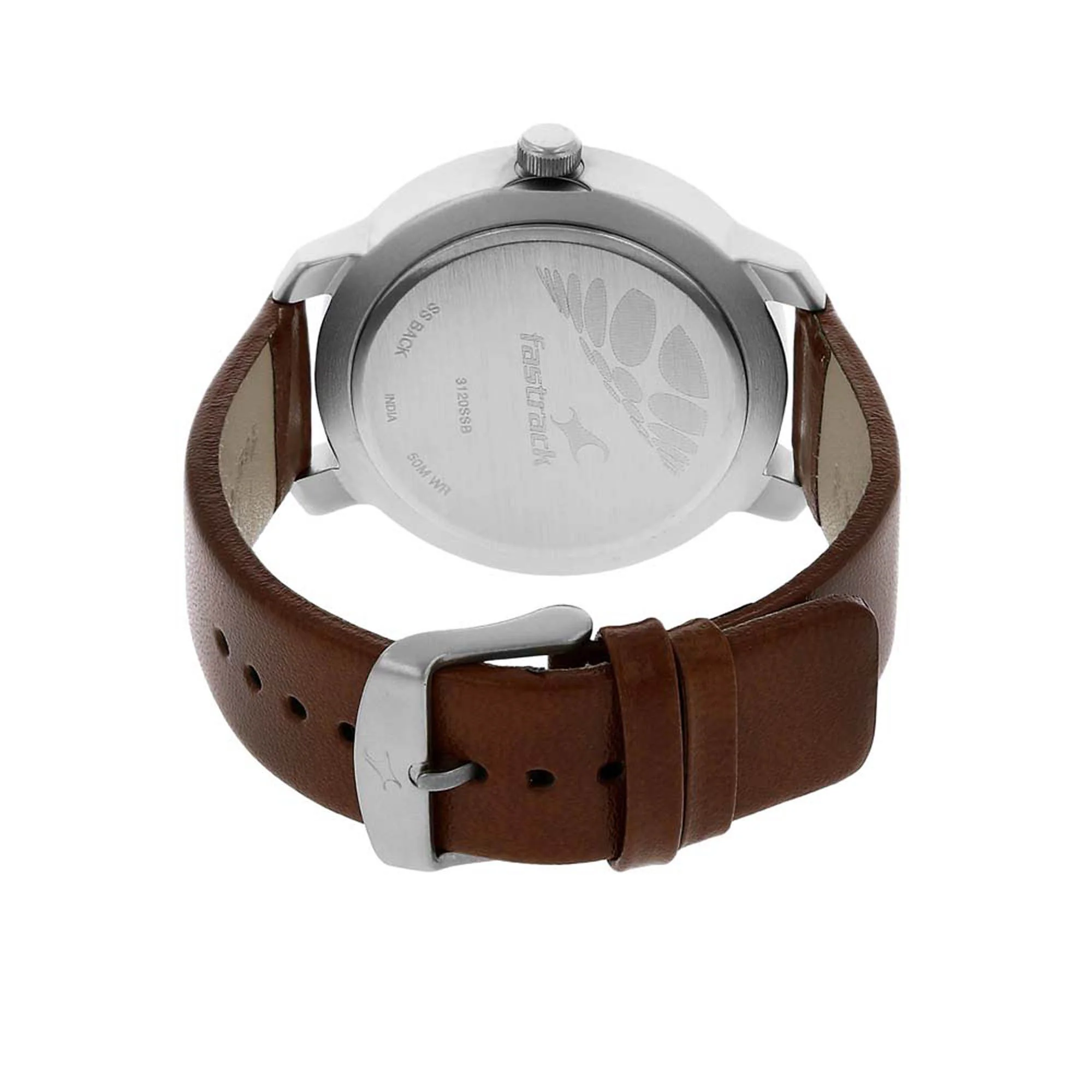 Fastrack Quartz Analog White Dial Leather Strap Watch for Men - Image 4