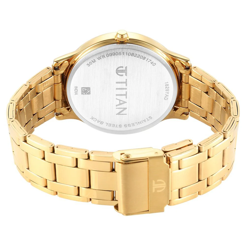 Titan Karishma Quartz Analog Champagne Round Dial Golden Stainless Steel Strap Watch For Men - Image 5