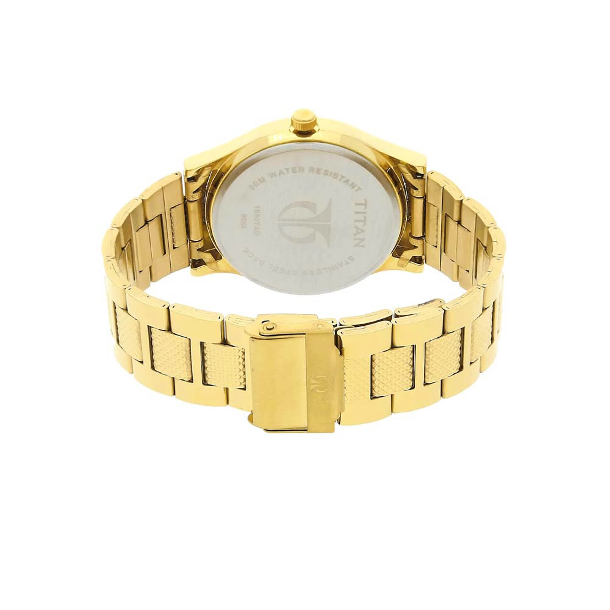 Titan Analog with Day and Date Quartz Champagne Dial Metal Round Stainless Steel Strap watch for Men - Image 6
