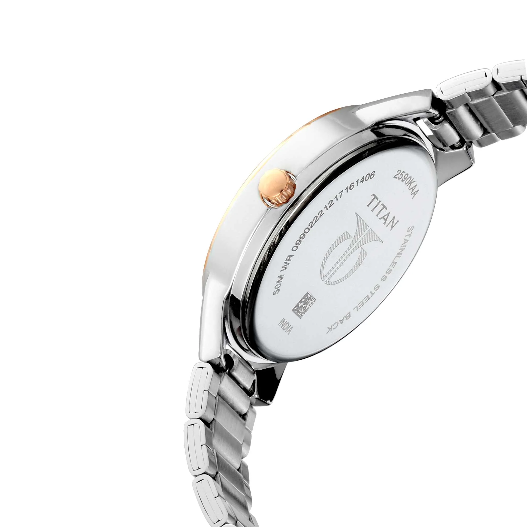Titan Women's Elegance Moonphase Two-Tone Anthracite Dial Watch - Image 3