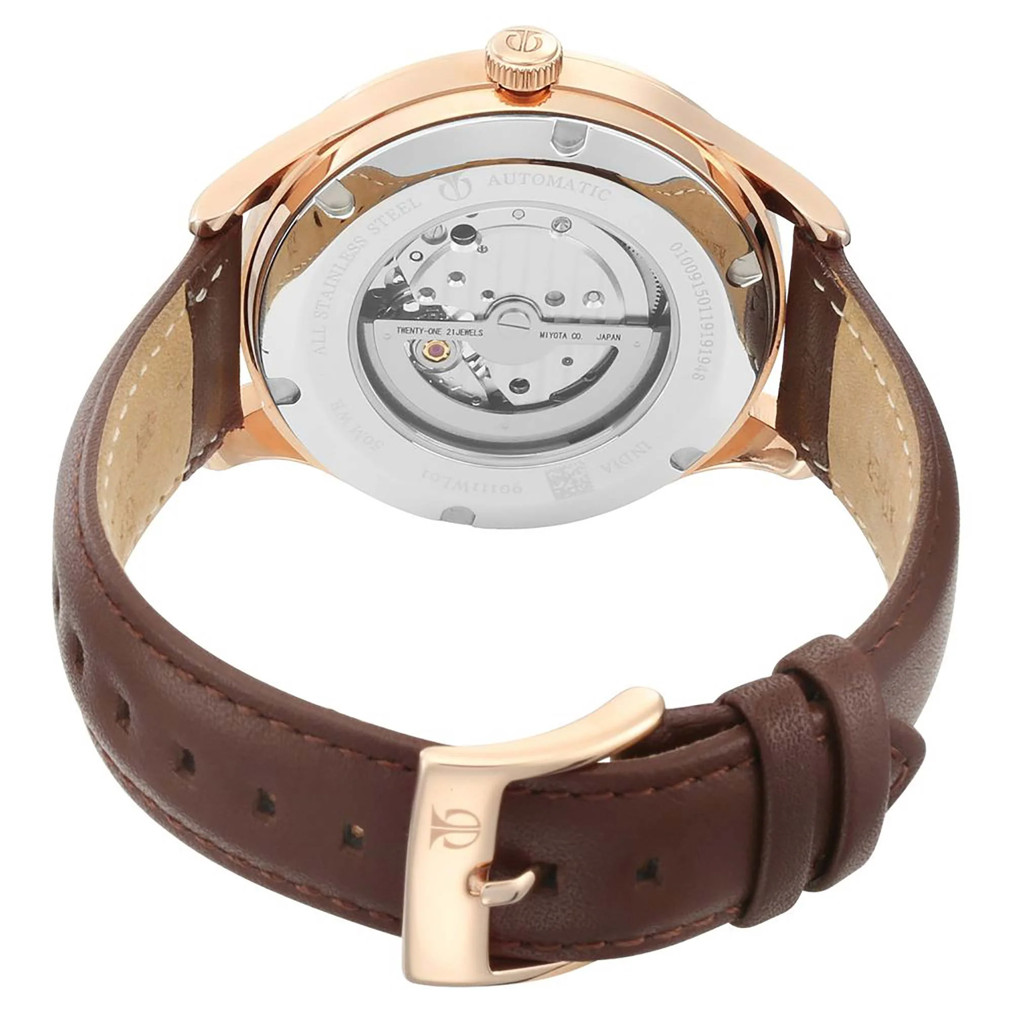 Titan Automatic Blue Dial Brown Leather Strap Watch for Men - Image 4