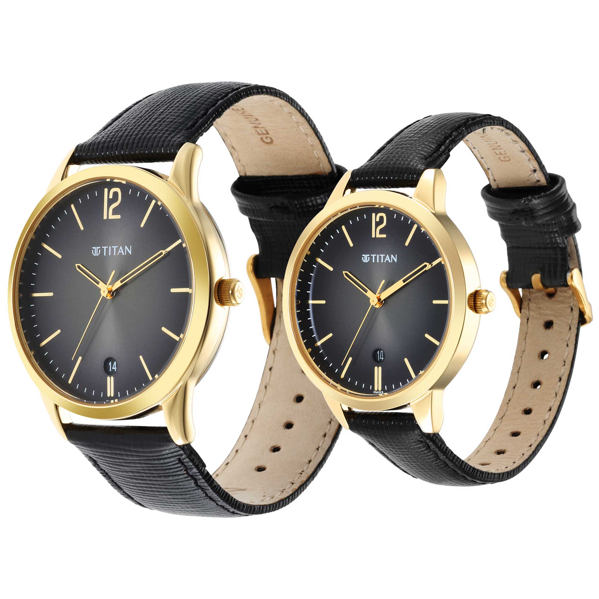 Titan Bandhan Anthracite Dial Analog Leather Strap watch for Couple - Image 3