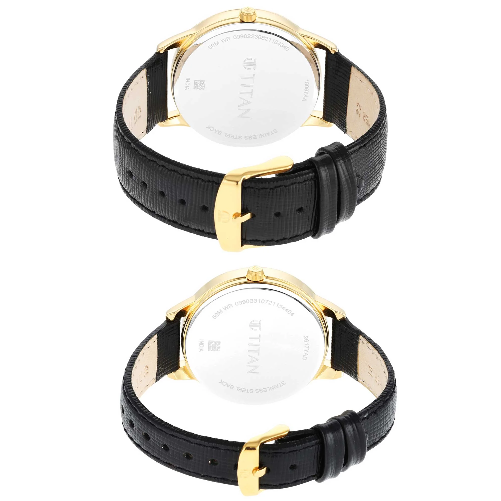 Titan Bandhan Anthracite Dial Analog Leather Strap watch for Couple - Image 5