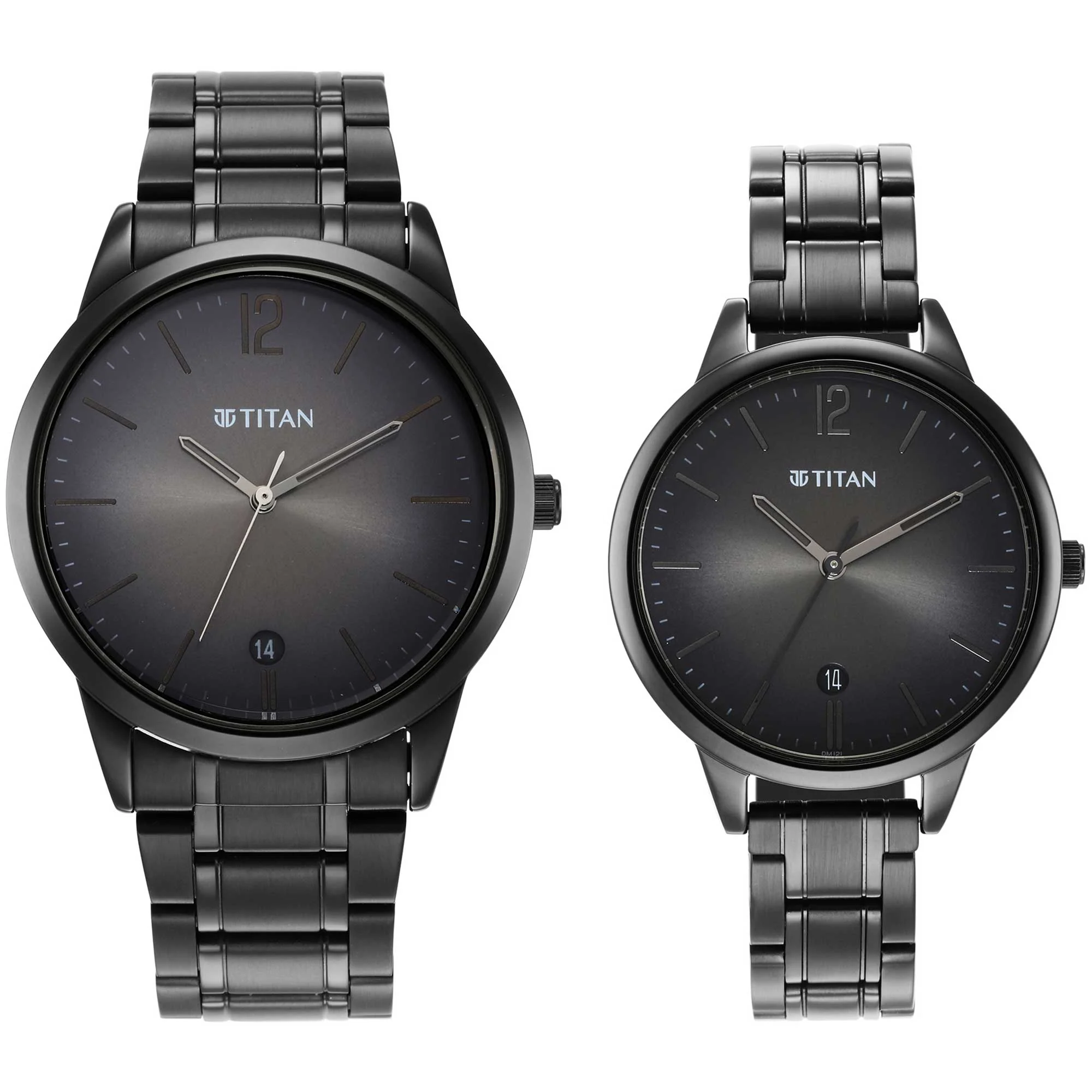 Titan Bandhan Anthracite Dial Analog with Date Stainless Steel Strap Watch for Couple - Image 2