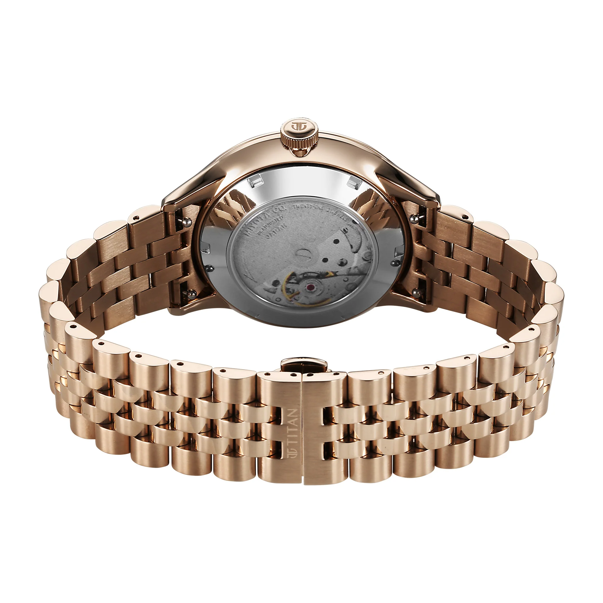 Titan Silver Dial Rose Gold Stainless Steel Automatic with Date Watch for Men - Image 3