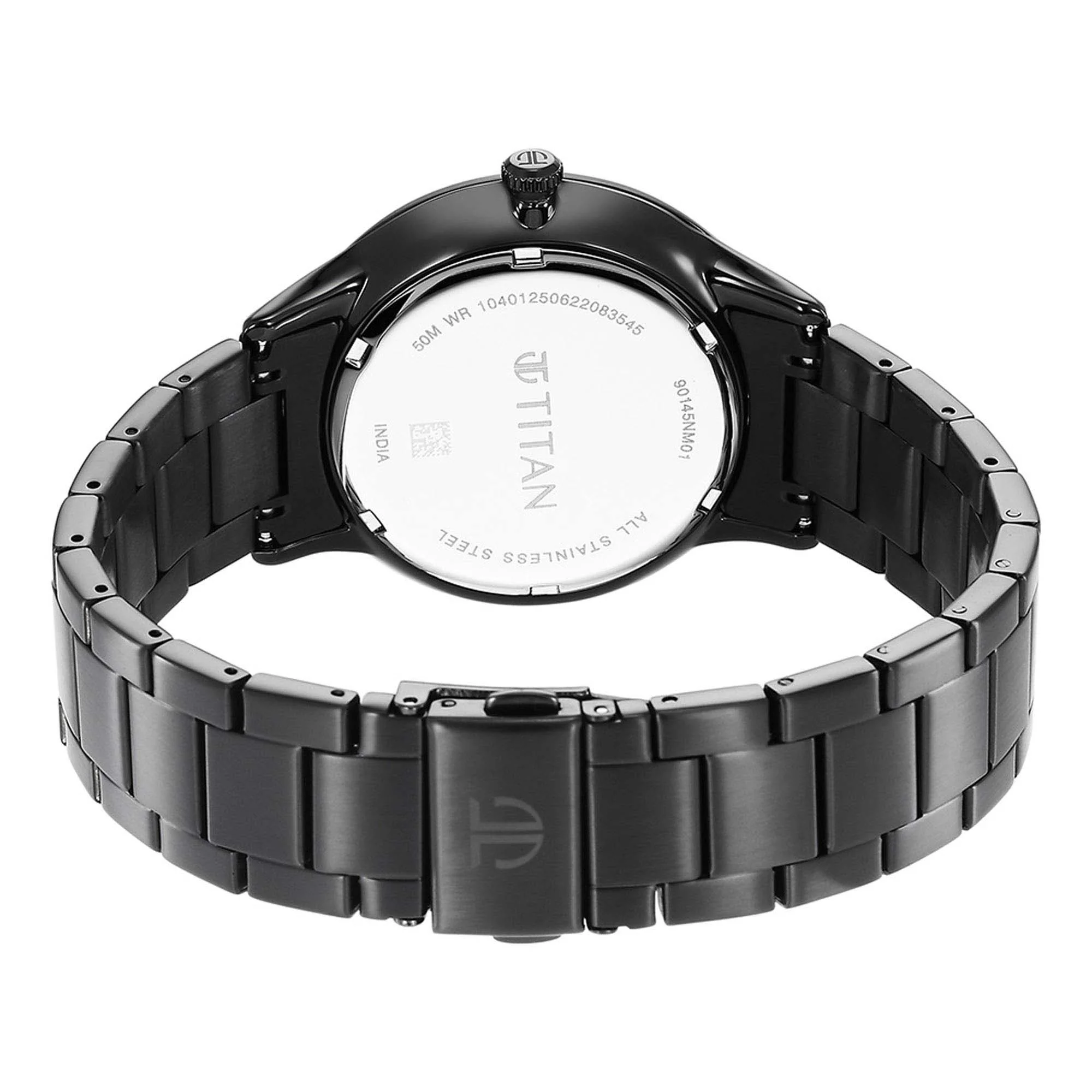 Titan Black Dial Stainless Steel Strap World Time with Date Watch for Men - Image 5