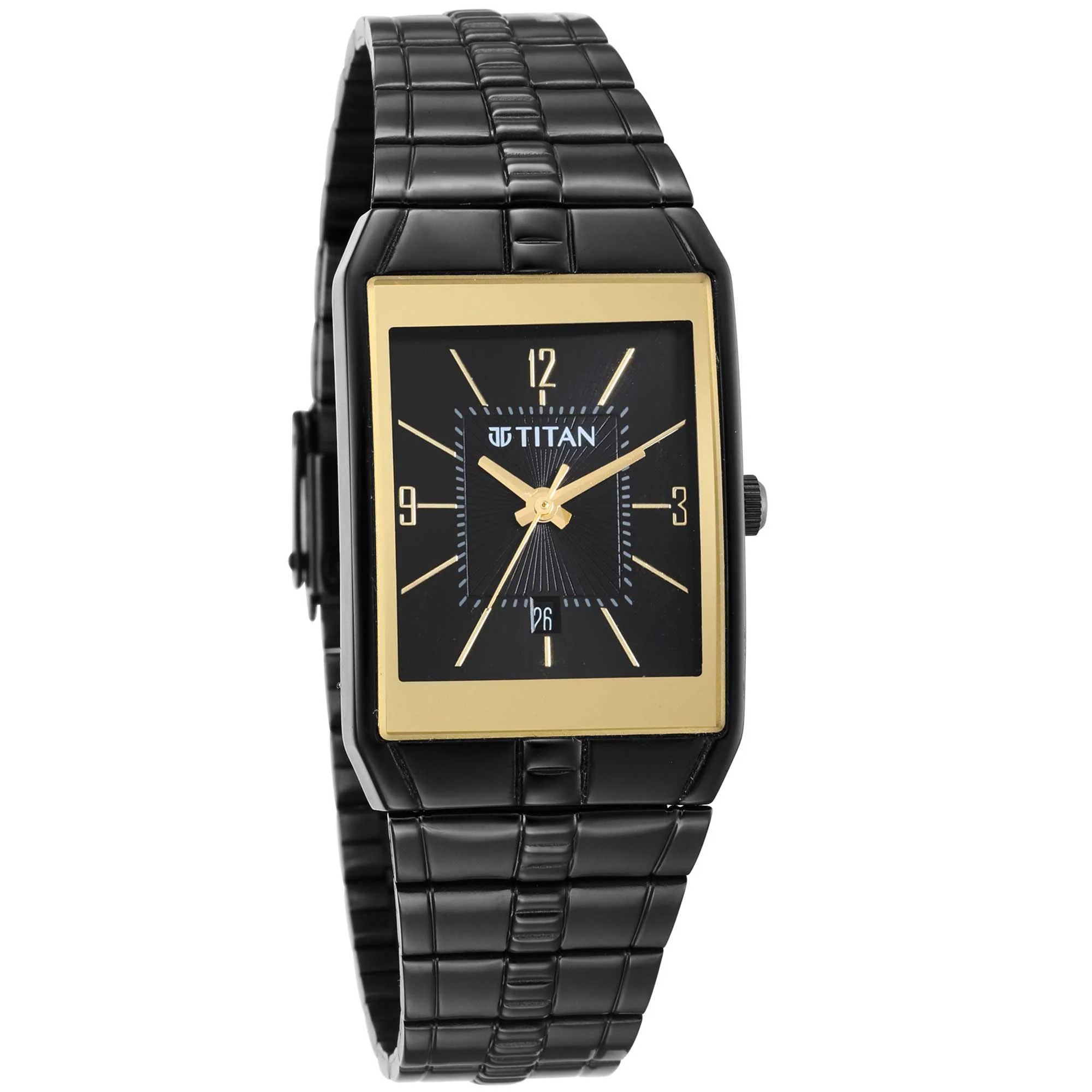 Titan Black Rectangular Dial Stainless Steel Strap Analog Watch for Men - Image 2