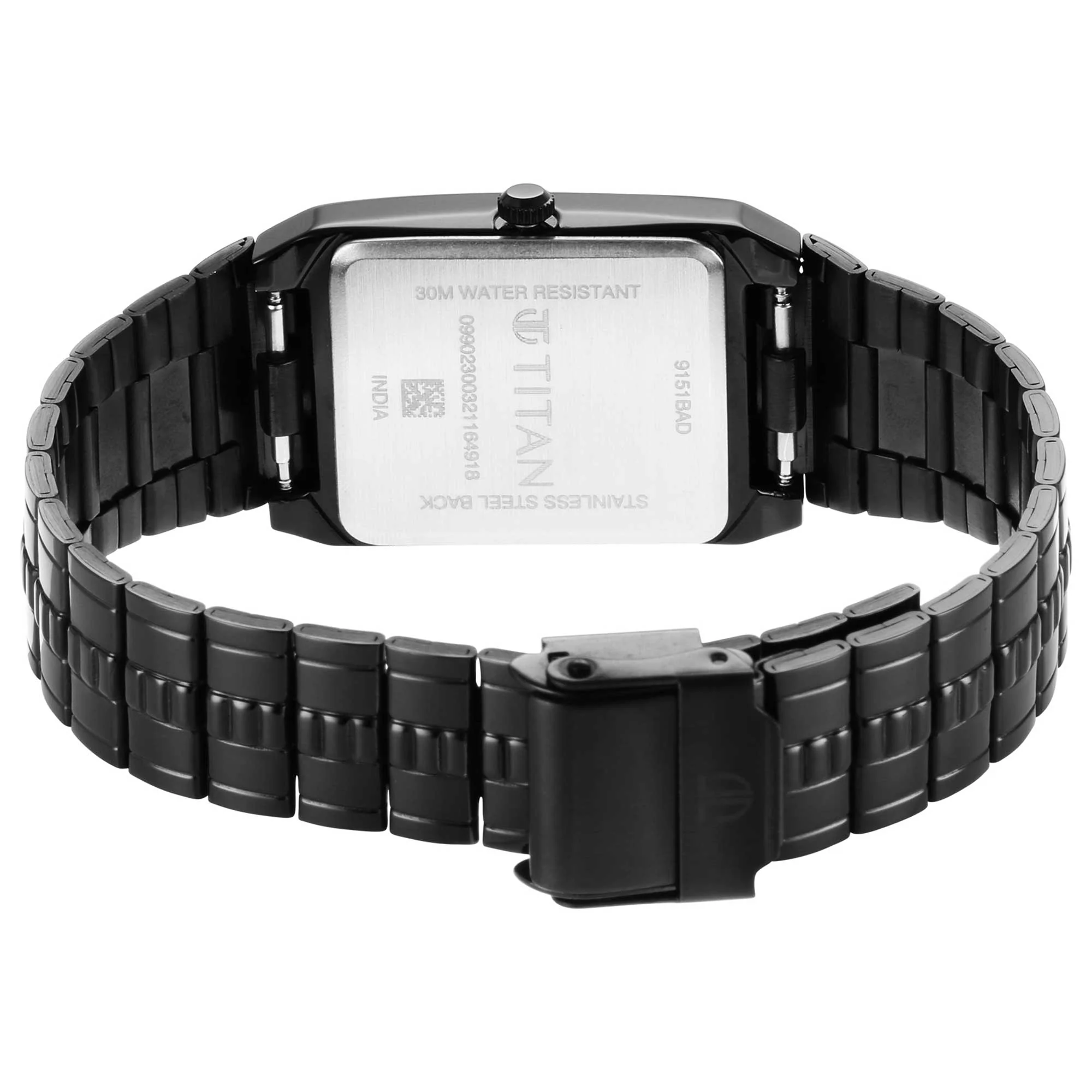Titan Black Rectangular Dial Stainless Steel Strap Analog Watch for Men - Image 5