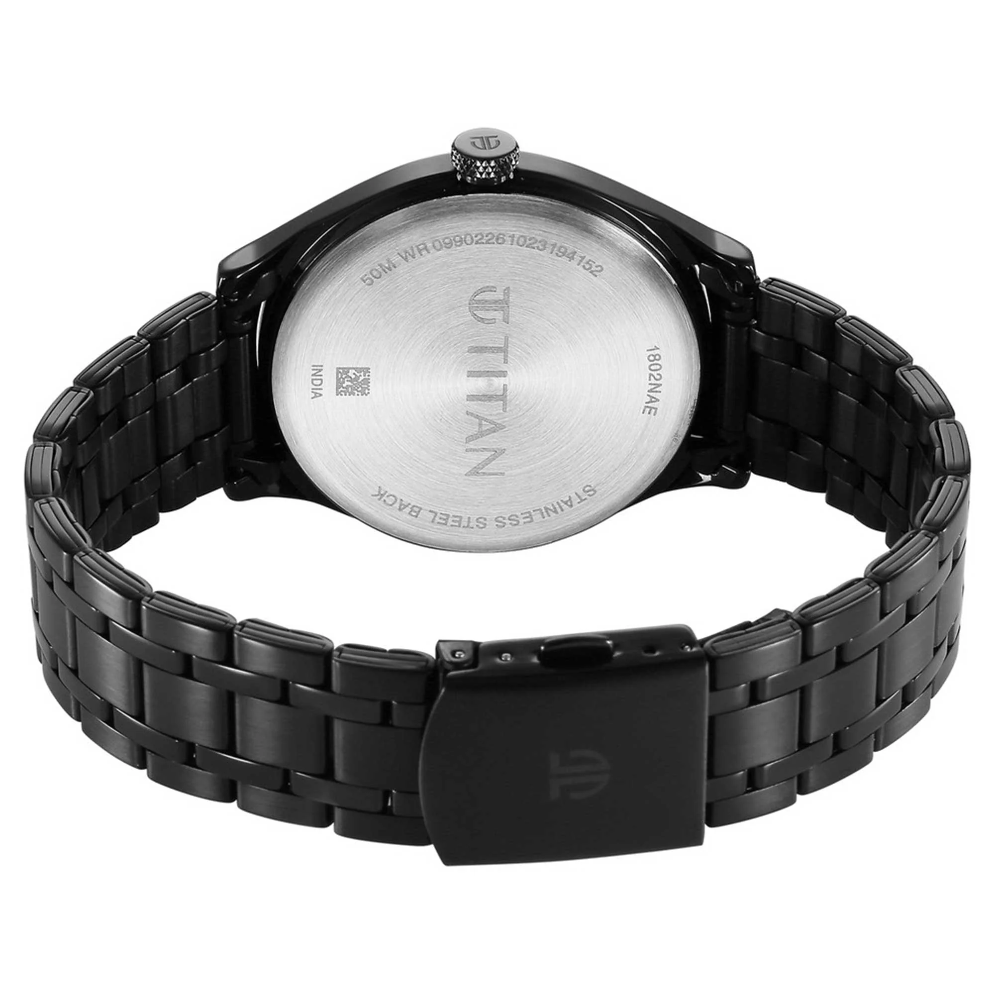Titan Brown Dial Black Stainless Steel Strap Analog Watch for Men - Image 5