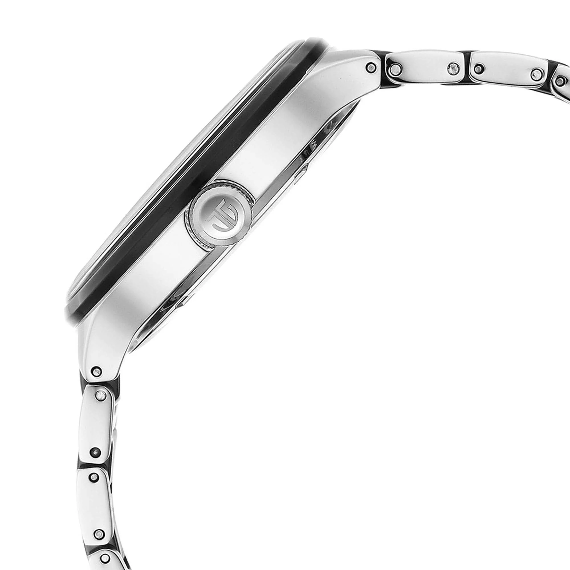 Titan Ceramic Fusion Quartz Multifunction Black Dial Silver Dual-Toned Stainless Steel Bracelet Watch for Men - Image 5