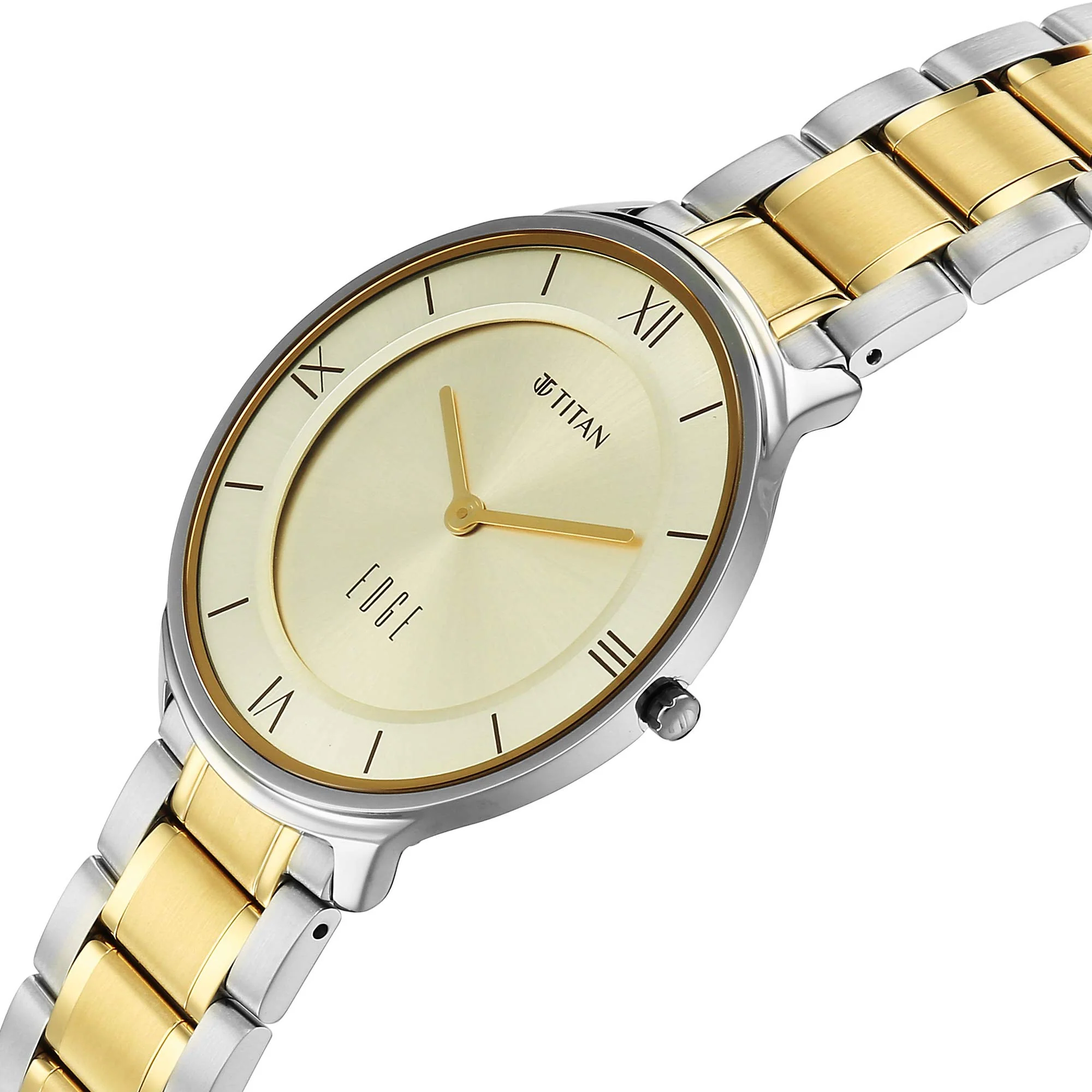 Titan Champagne Dial Two Toned Stainless Steel Strap Analog Watch for Men - Image 4