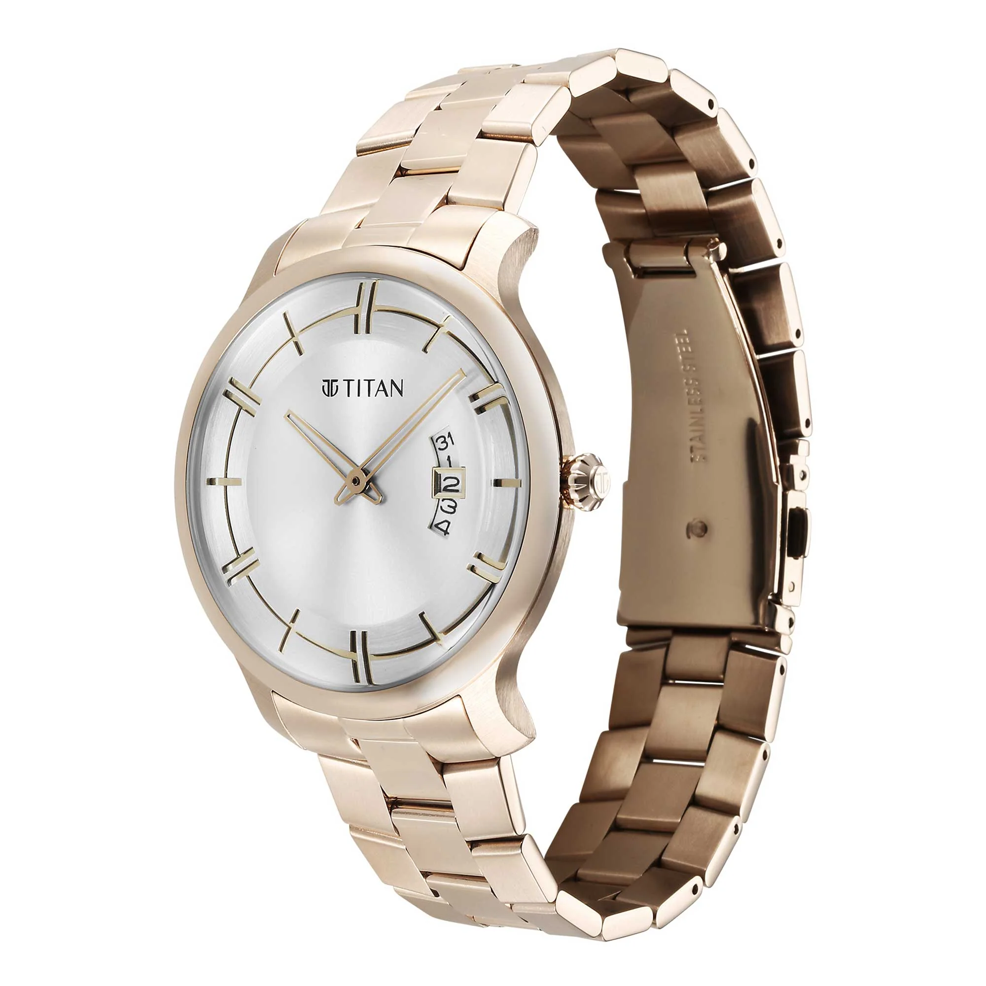 Titan Classic Distincta Silver Dial Analog with Date Stainless Steel Strap watch for Men - Image 4