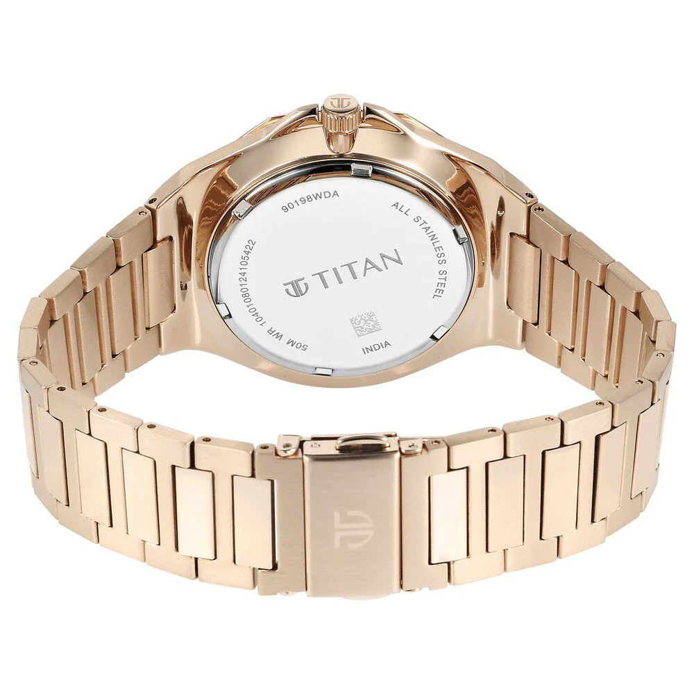 Titan Classic Slim Multifunction Multifunction Silver Dial Carnation Gold Stainless Steel Strap Watch For Men - Image 5