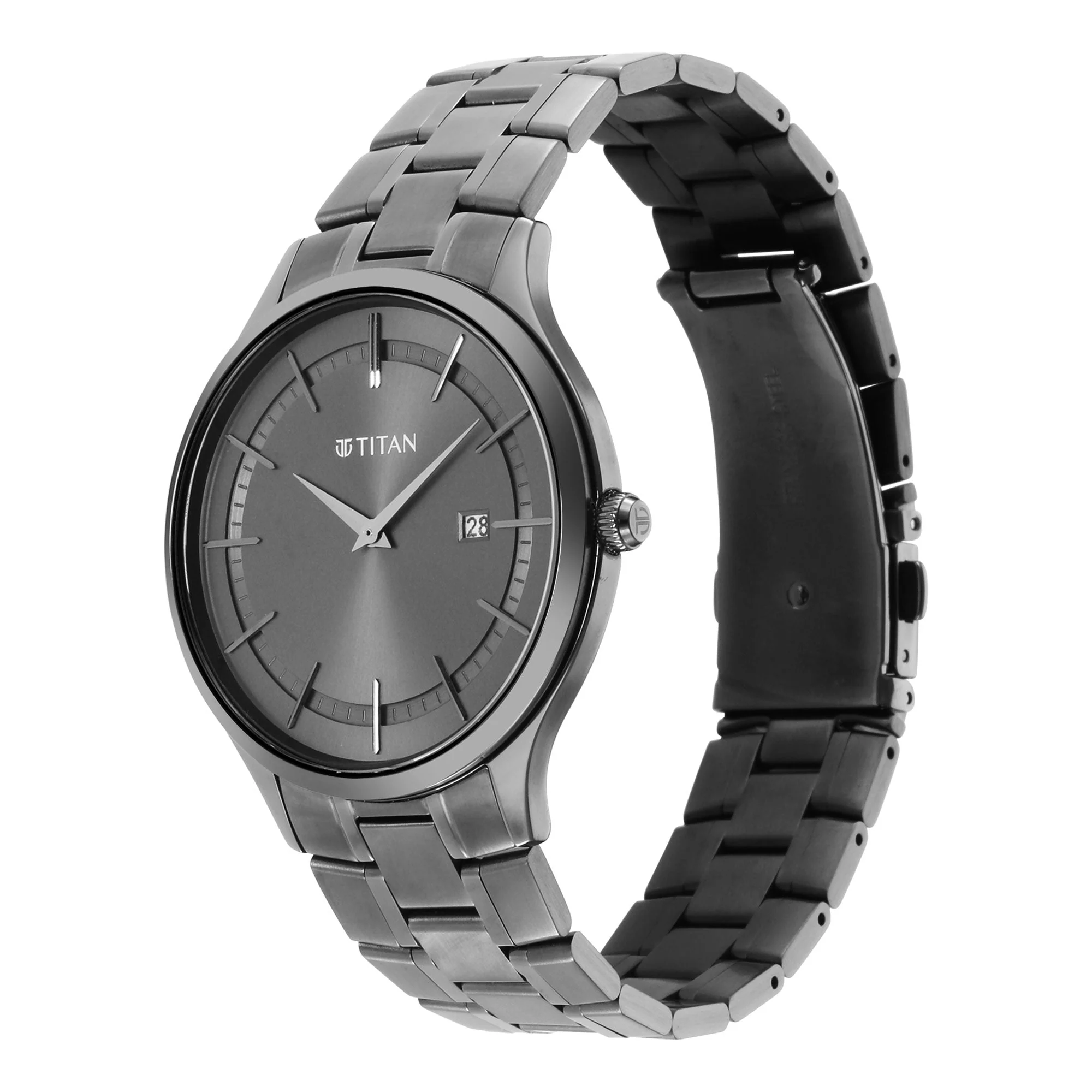 Titan Classique Slimline Anthracite Dial Analog with Date Stainless Steel Strap watch for Men - Image 3