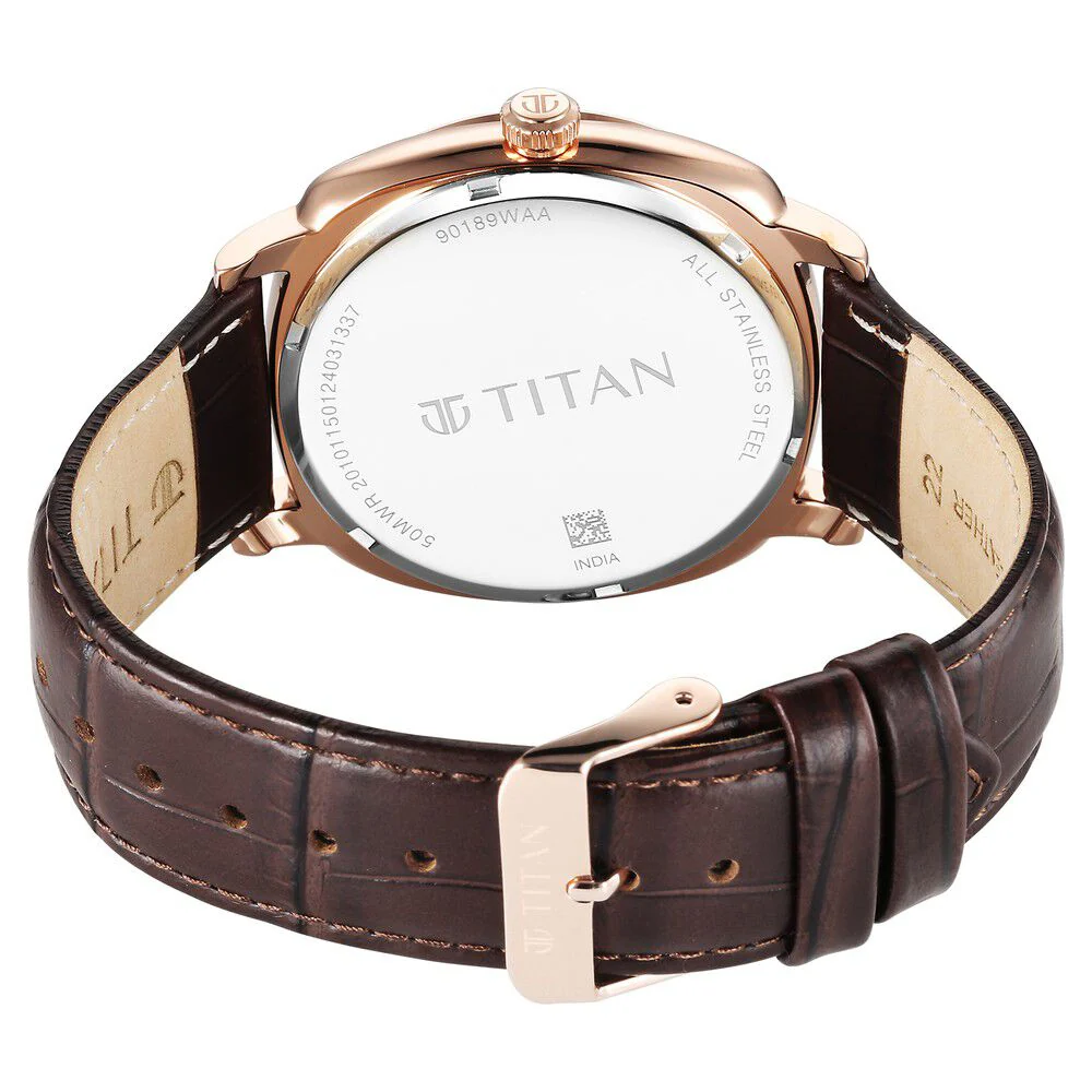 Titan Classique Suave Quartz Brown Dial Brown Leather Strap Watch for Men - Image 5