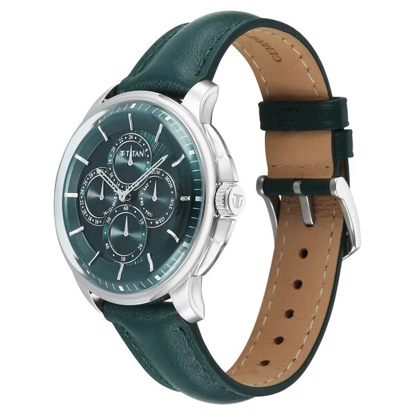 Titan Green Dial Leather Strap Multifunction Watch for Men - Image 3