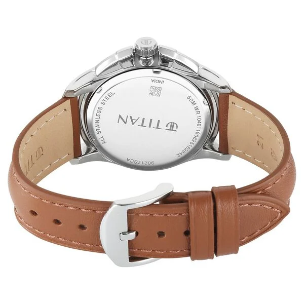 Titan Pink Dial Brown Leather Strap Multifunction Watch for Men - Image 5