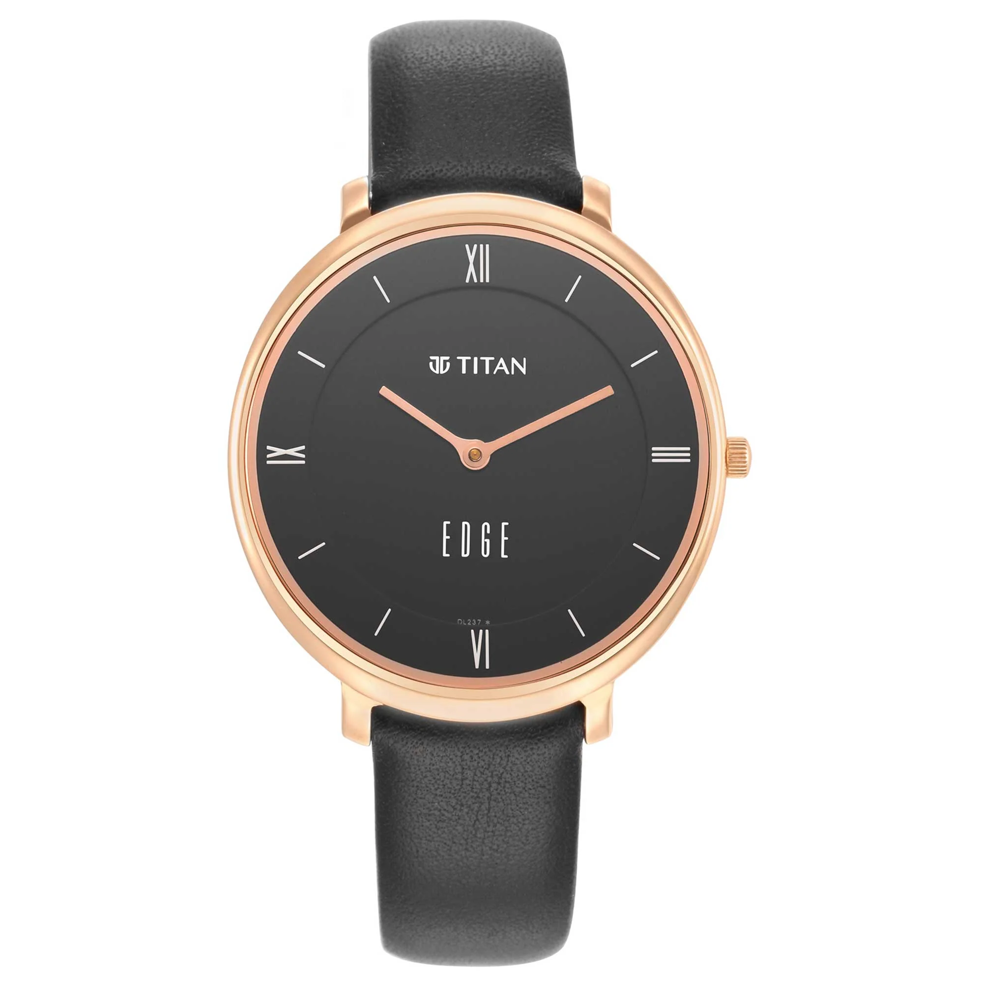 Titan Edge Black Dial Leather Strap Analog Watch for Women