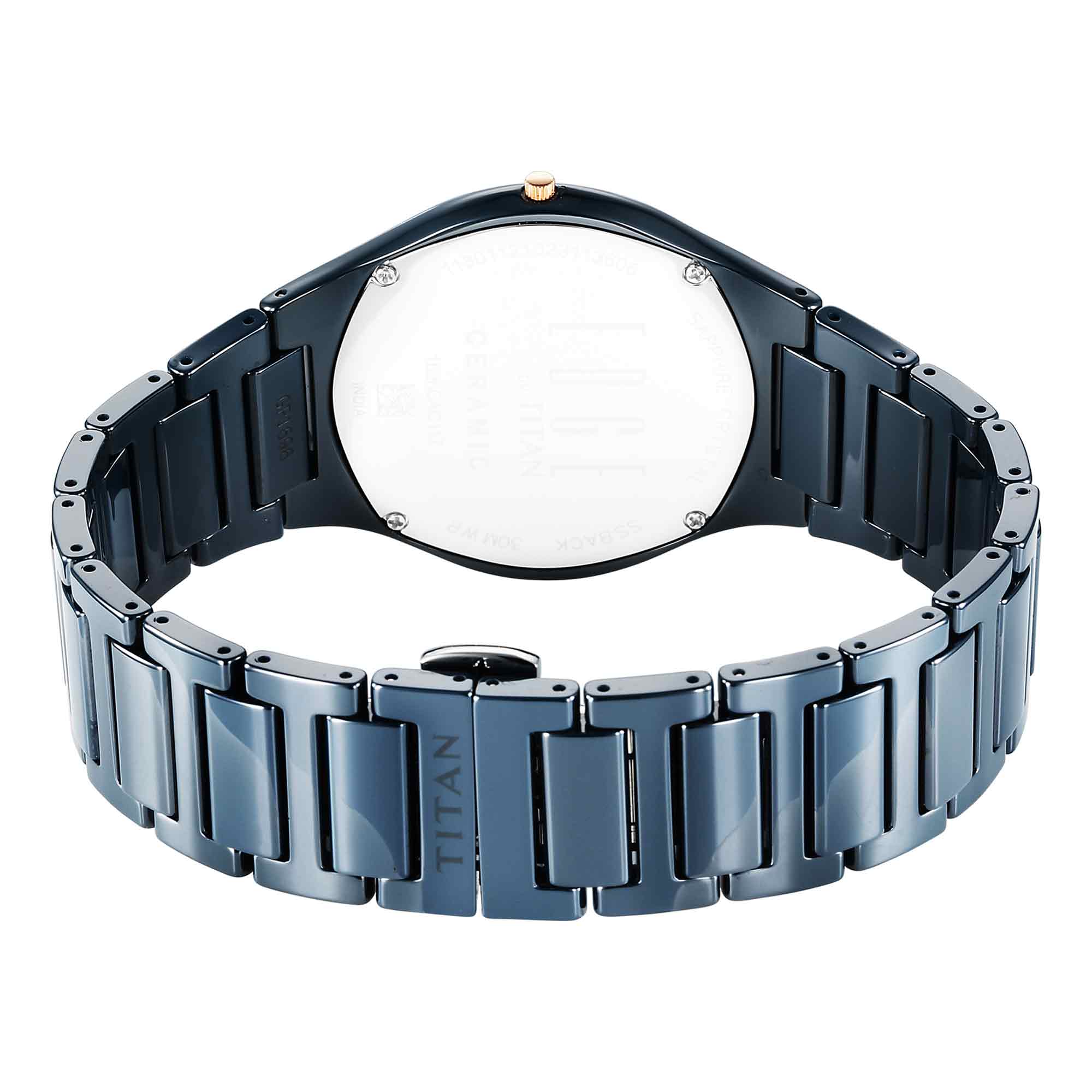 Titan Edge Blue Dial Ceramic Strap Analog Watch for Men - Image 3