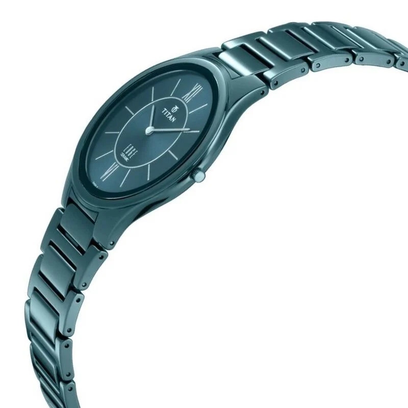 Titan Edge Ceramic Quartz in Glossy Electric Blue Dial Watch for Men - Image 4