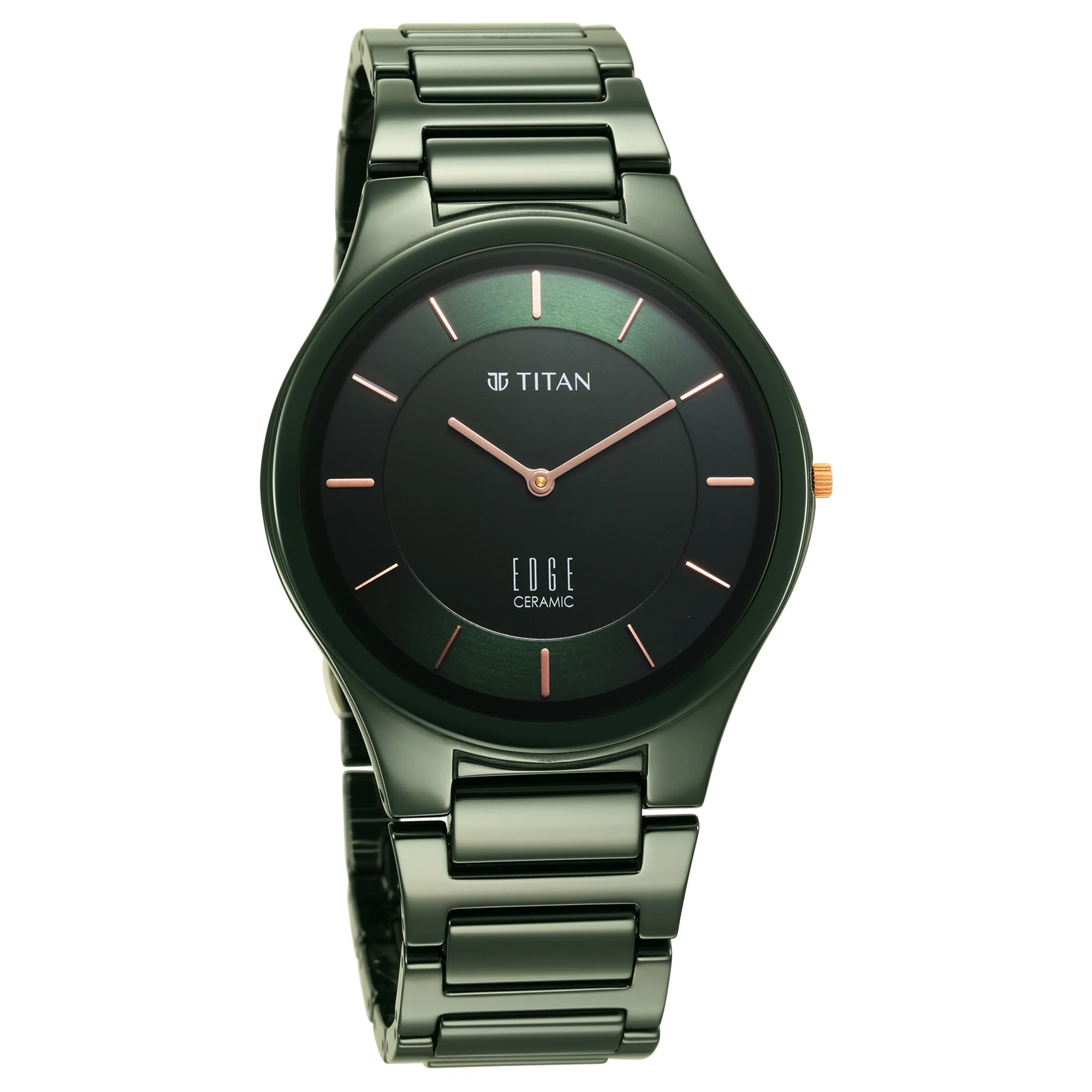 Titan Edge Ceramic Quartz in Glossy Green Dial Watch for Men - Image 2