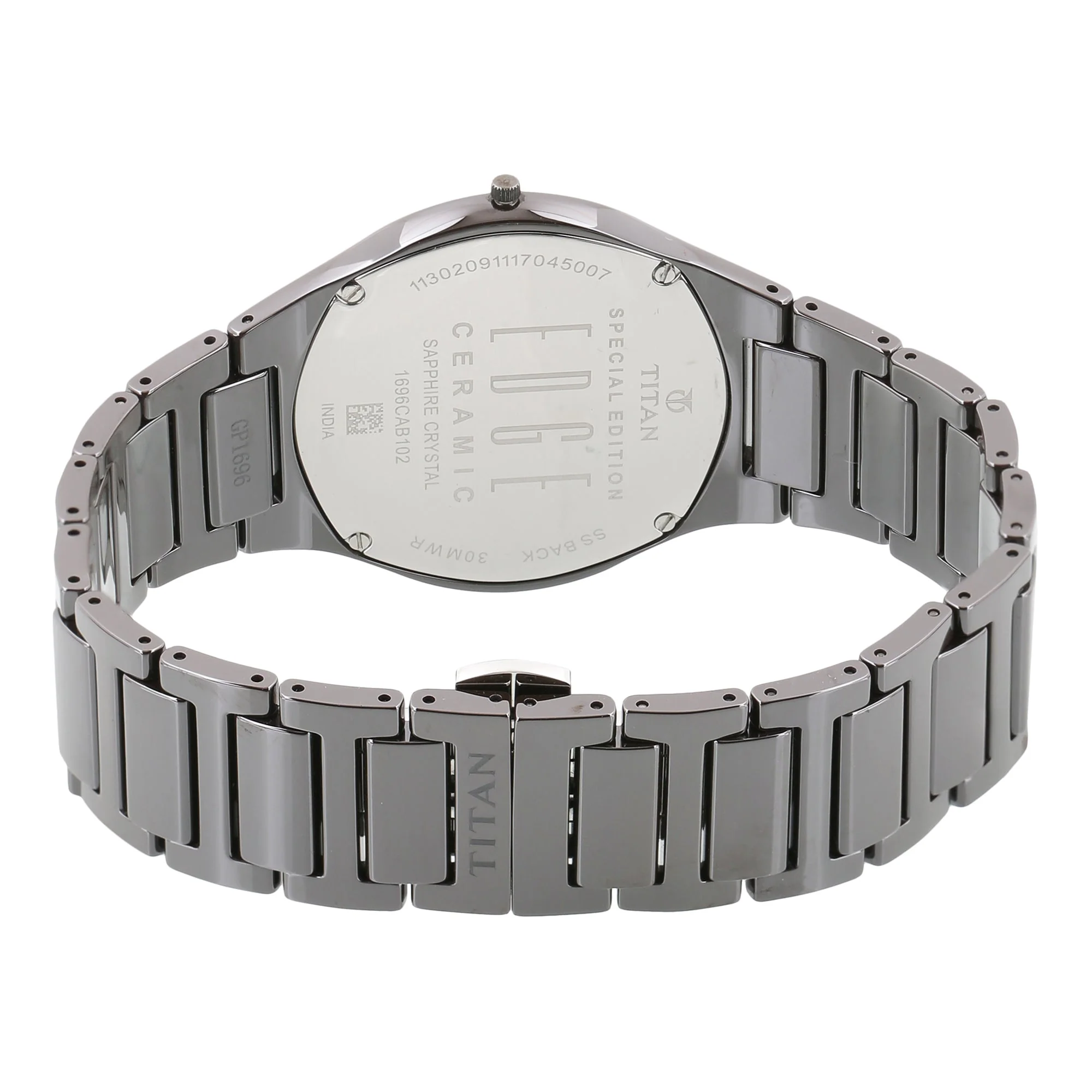 Titan Edge Ceramic Quartz Analog Silver Dial Grey Ceramic Strap Watch For Men - Image 5