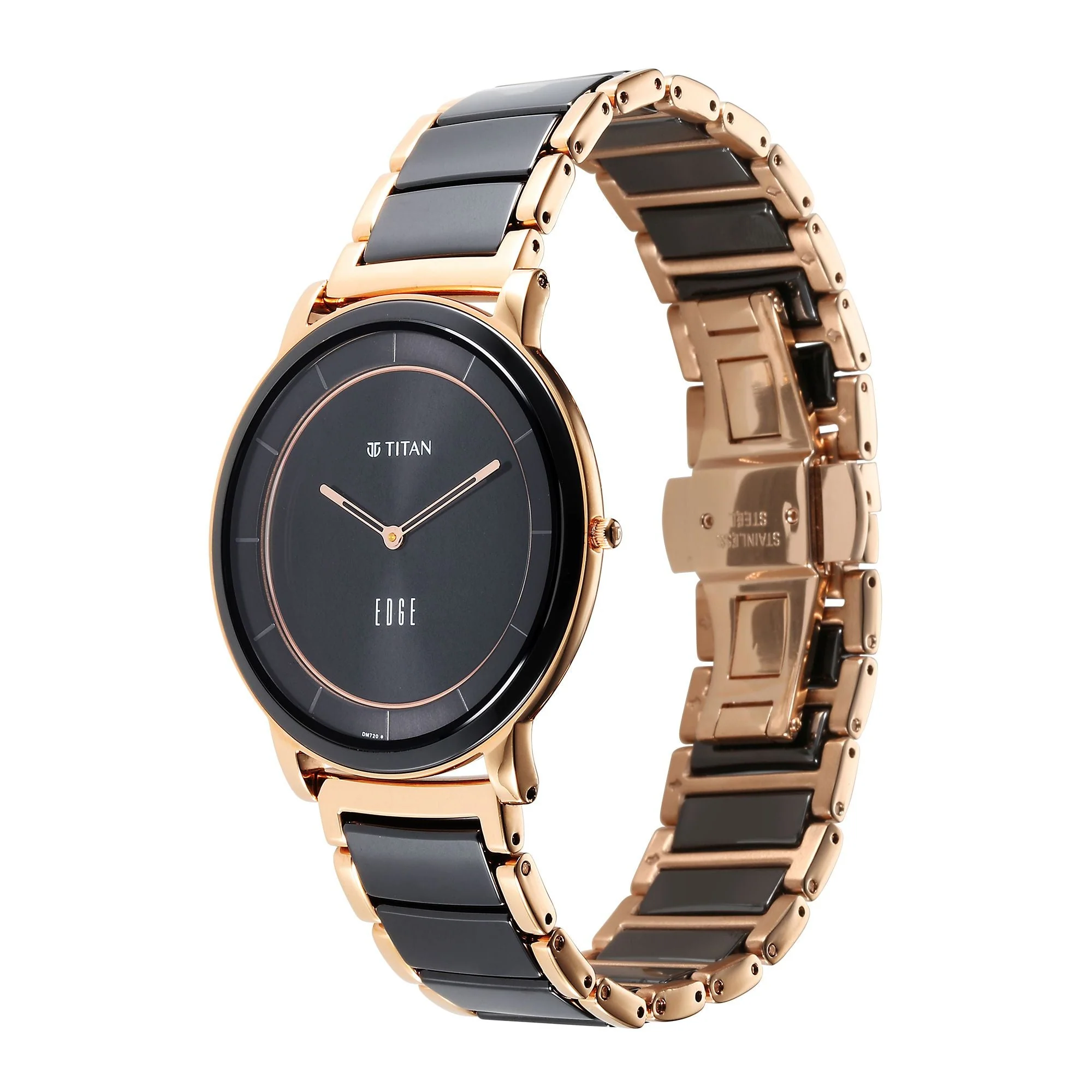 Titan Edge Fusion Quartz Analog Black Dial Black Steel & Ceramic Strap Watch for Men - Image 4