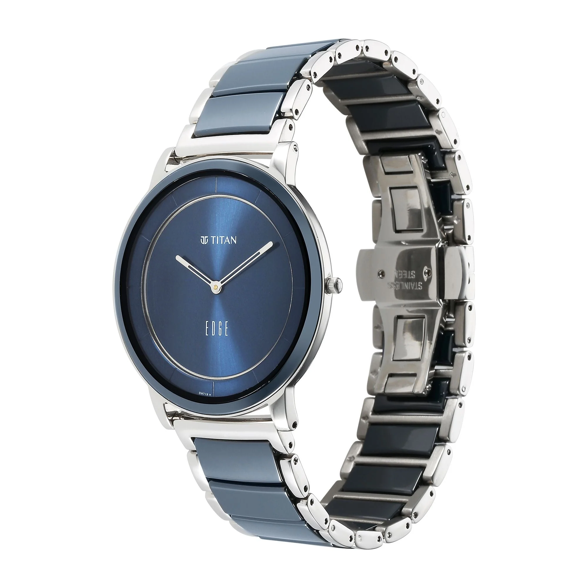 Titan Edge Fusion Quartz Analog Blue Dial Blue Steel & Ceramic Strap Watch for Men - Image 4