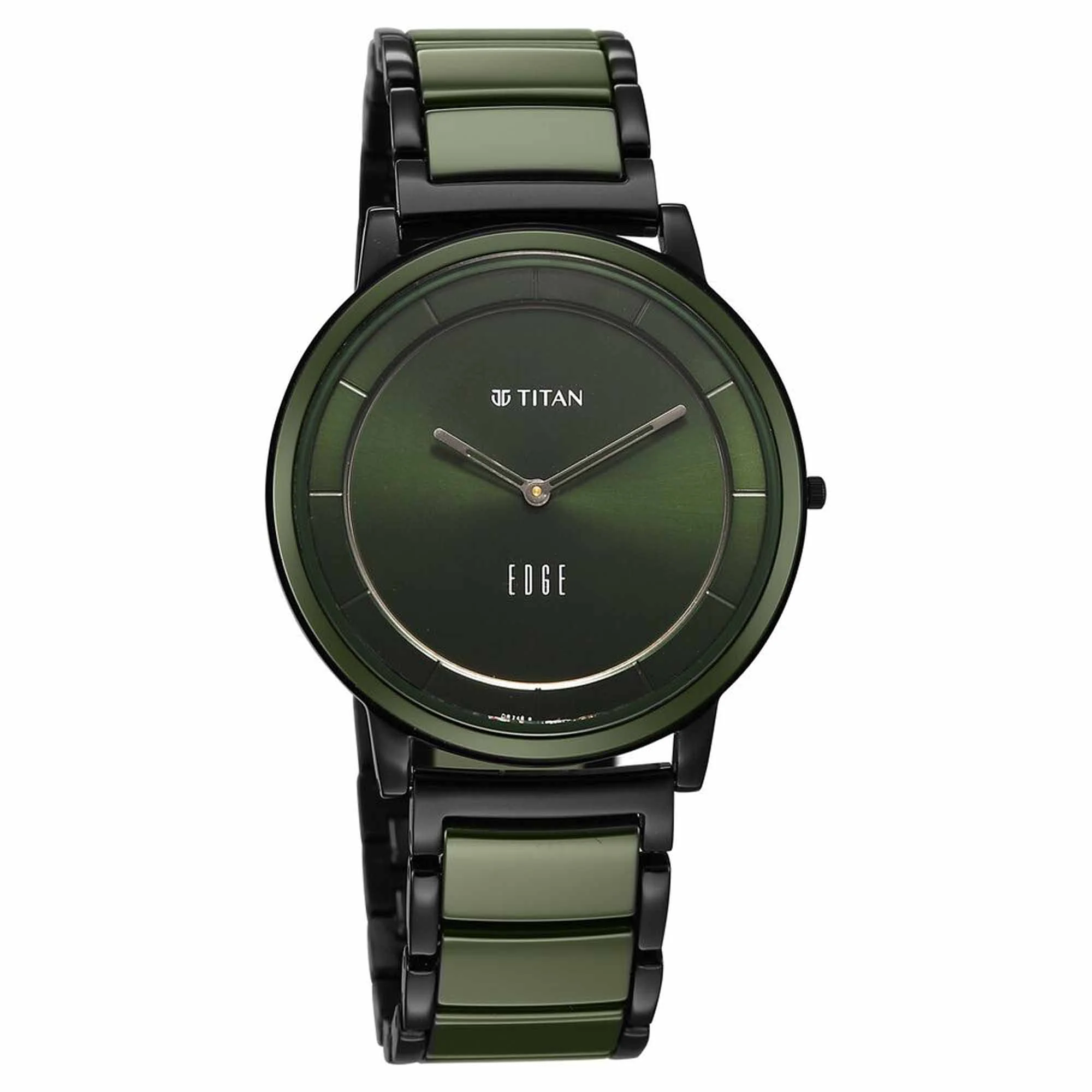 Titan Edge Melange Slim Steel & Ceramic Strap Green Dial Analog Watch For Men - Image 4