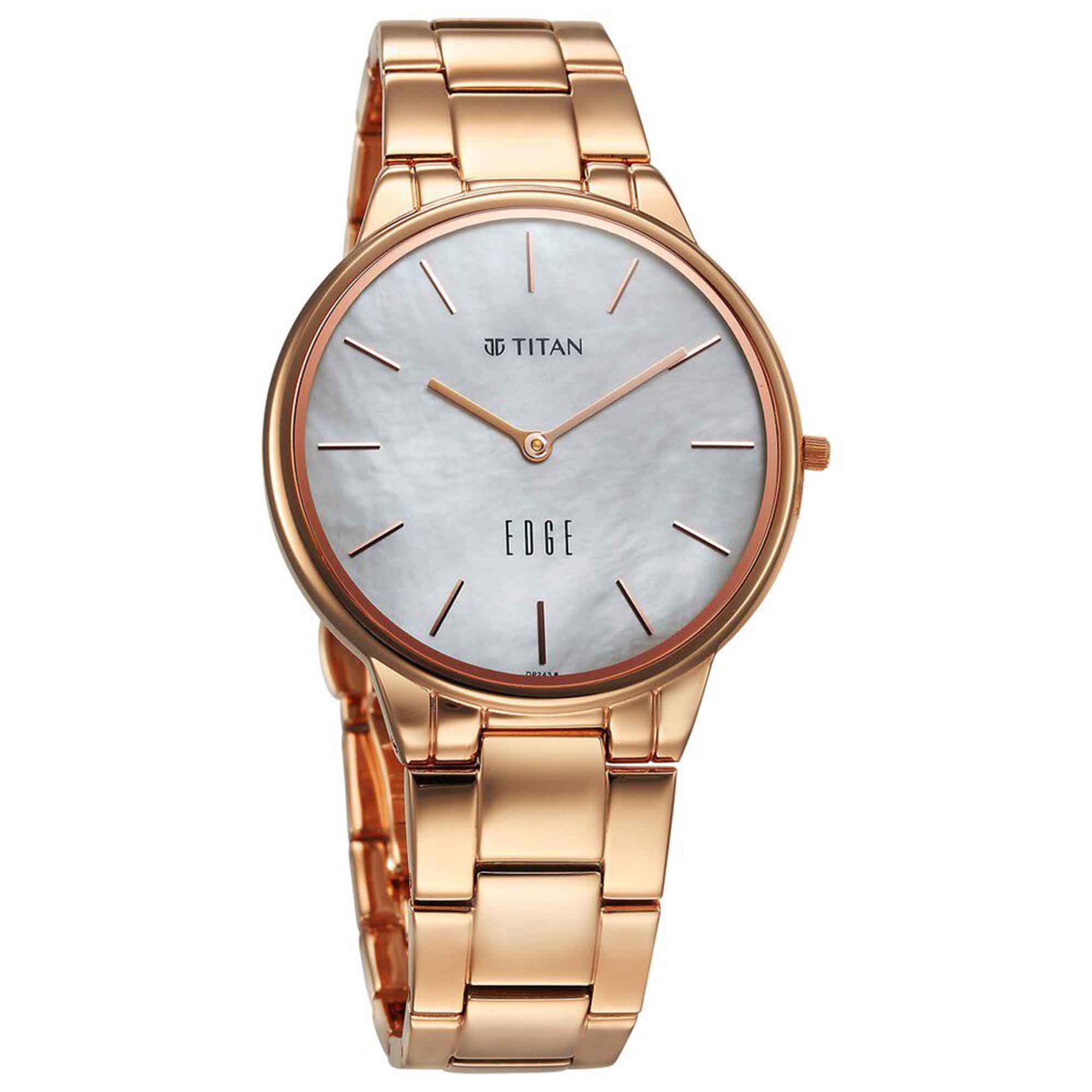 Titan Edge Mother Of Pearl Dial Rose Gold Stainless Steel Strap Analog Watch for Women - Image 2