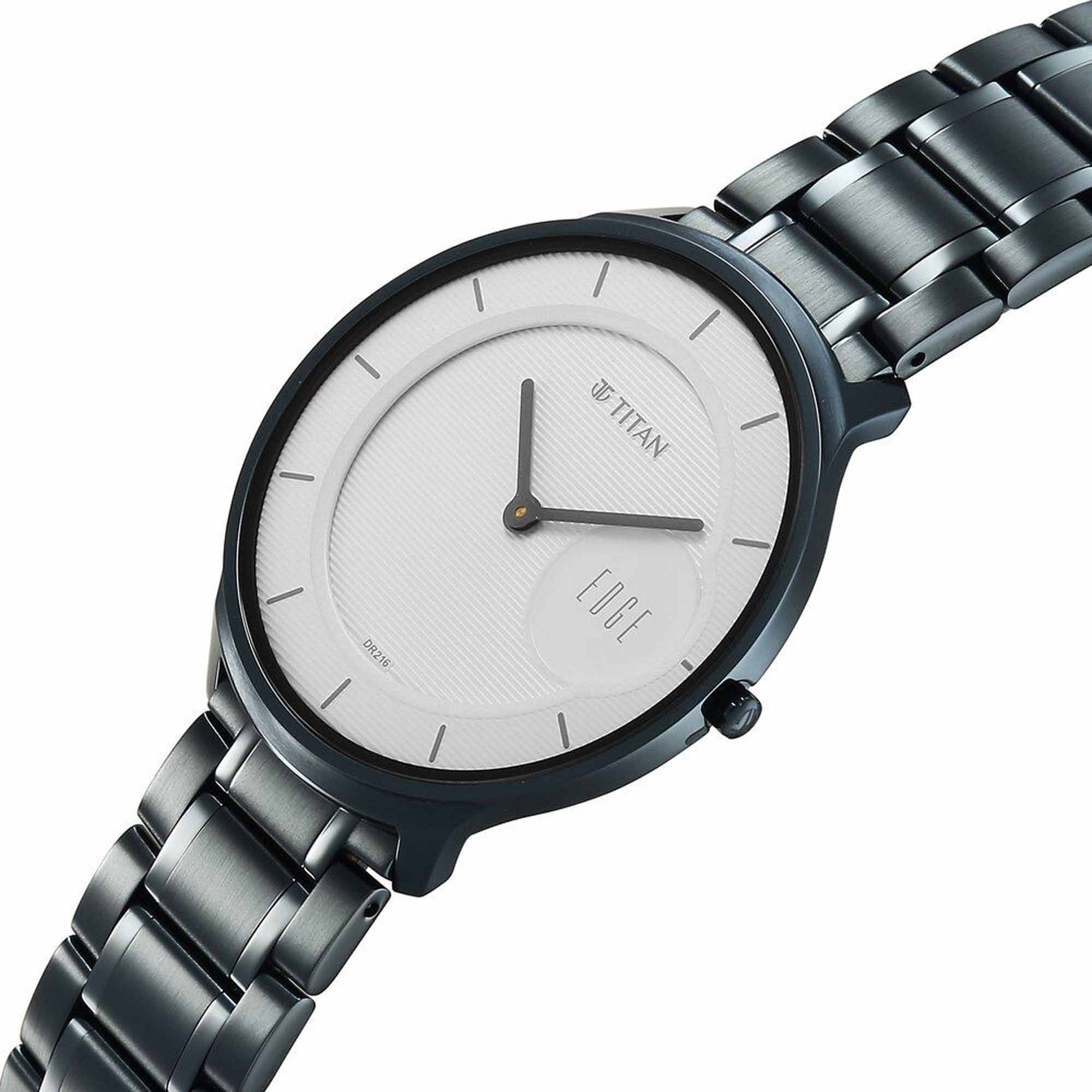 Titan Edge Murals Quartz Analog White Dial Blue Stainless Steel Strap Watch For Men - Image 2