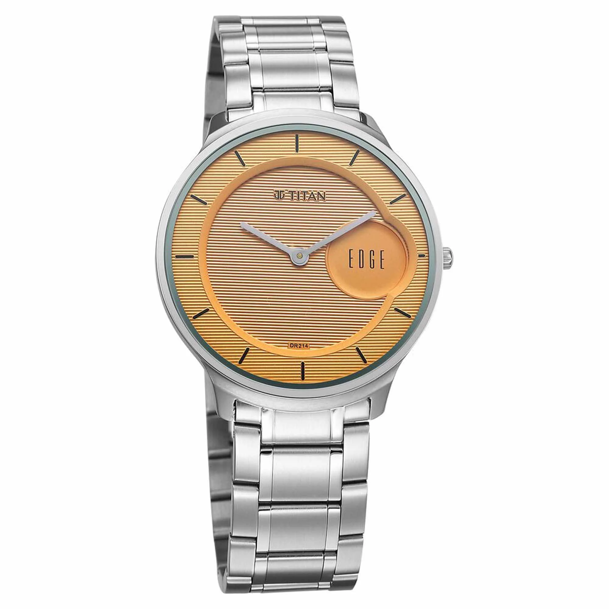 Titan Edge Murals Quartz Analog Yellow Dial Stainless Steel Strap Watch For Men - Image 4