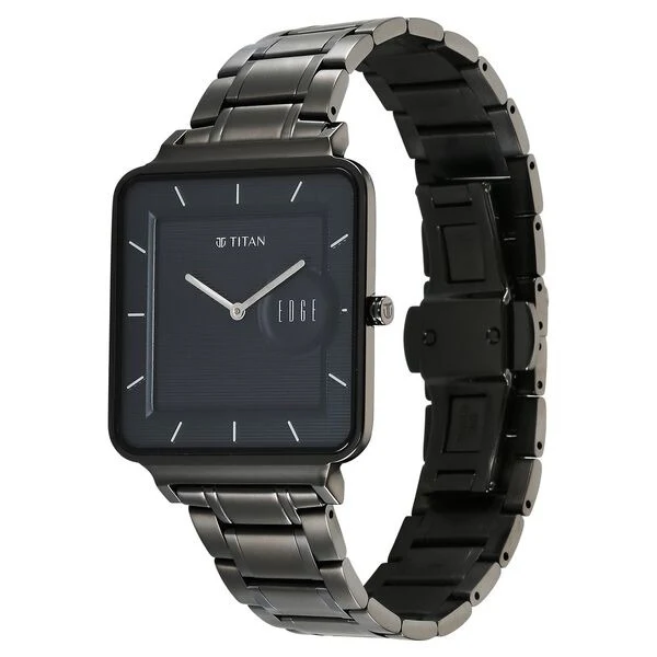 Titan Edge Quad Quartz Analog Blue Dial With Grey Stainless Steel Strap Watch For Men - Image 3