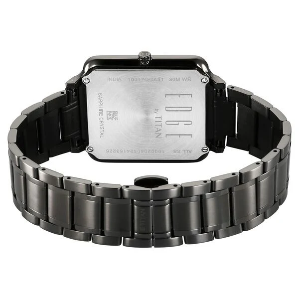 Titan Edge Quad Quartz Analog Blue Dial With Grey Stainless Steel Strap Watch For Men - Image 5