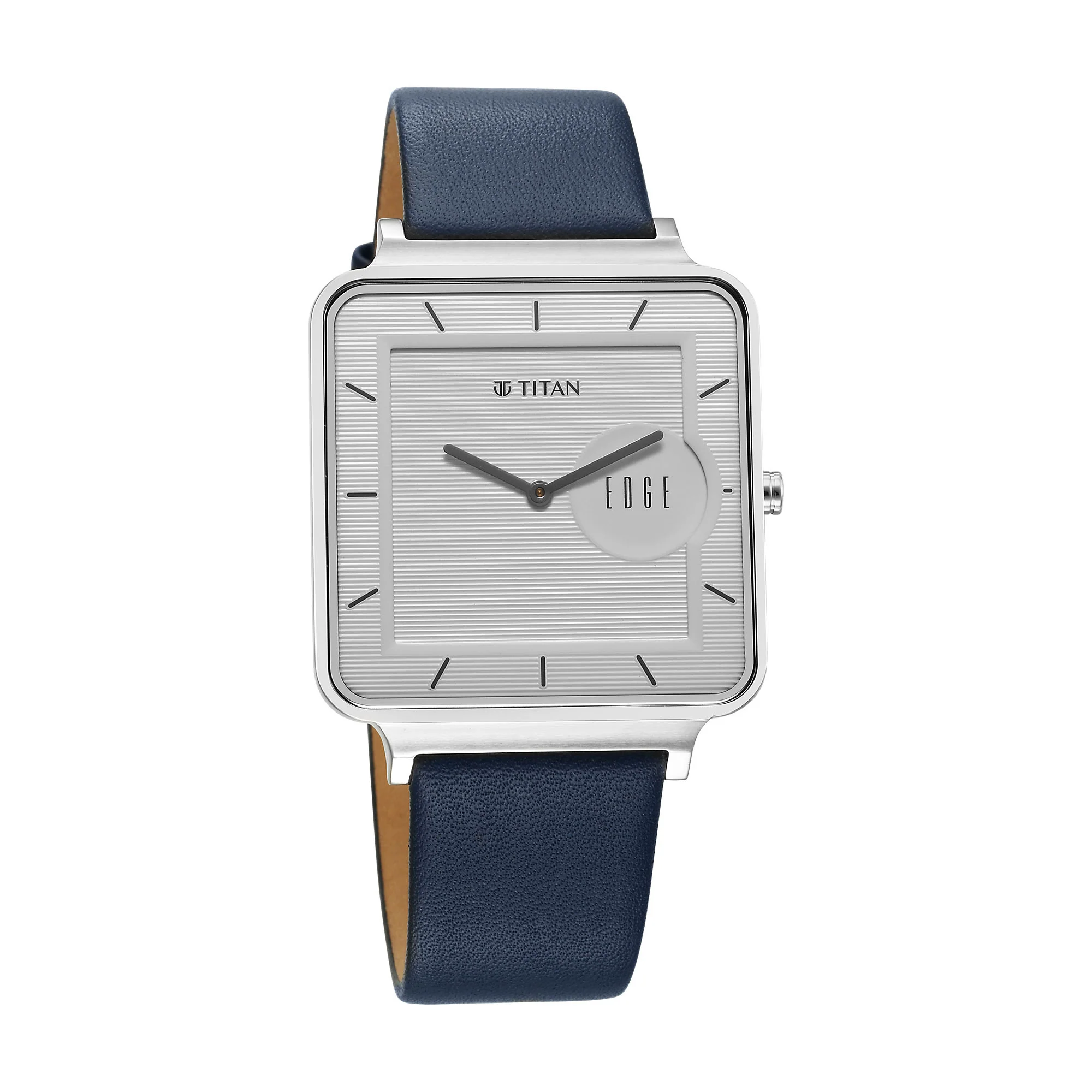Titan Edge Quad Quartz Analog White Dial With Blue Leather Strap Watch For Men - Image 2