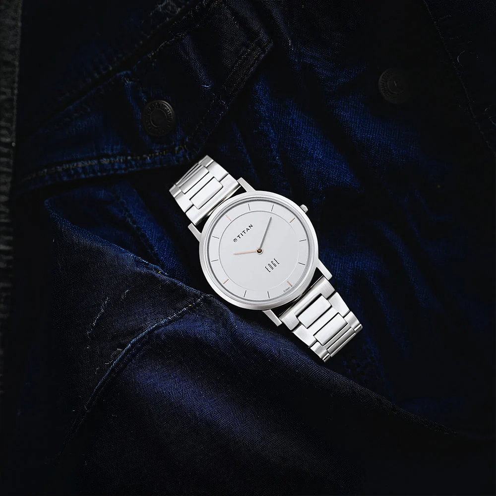 Titan Edge Silver White Dial Analog Stainless Steel Strap watch for Men - Image 4