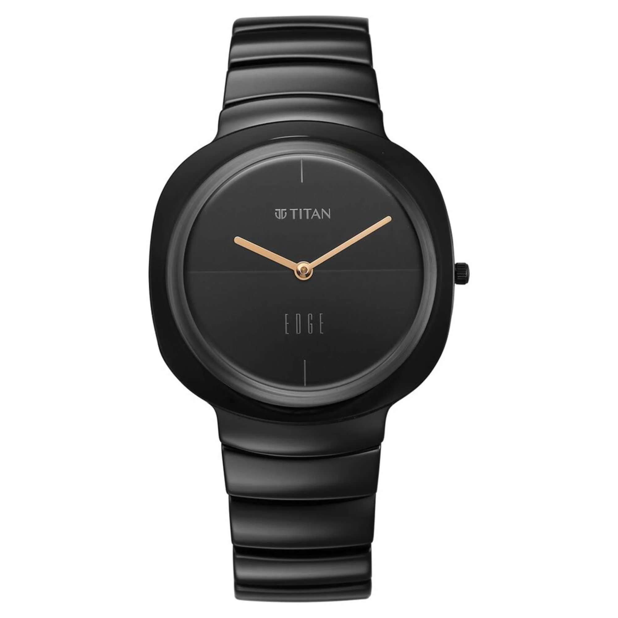 Titan Edge Squircle Quartz Analog Black Dial Ceramic Strap Watch For Women